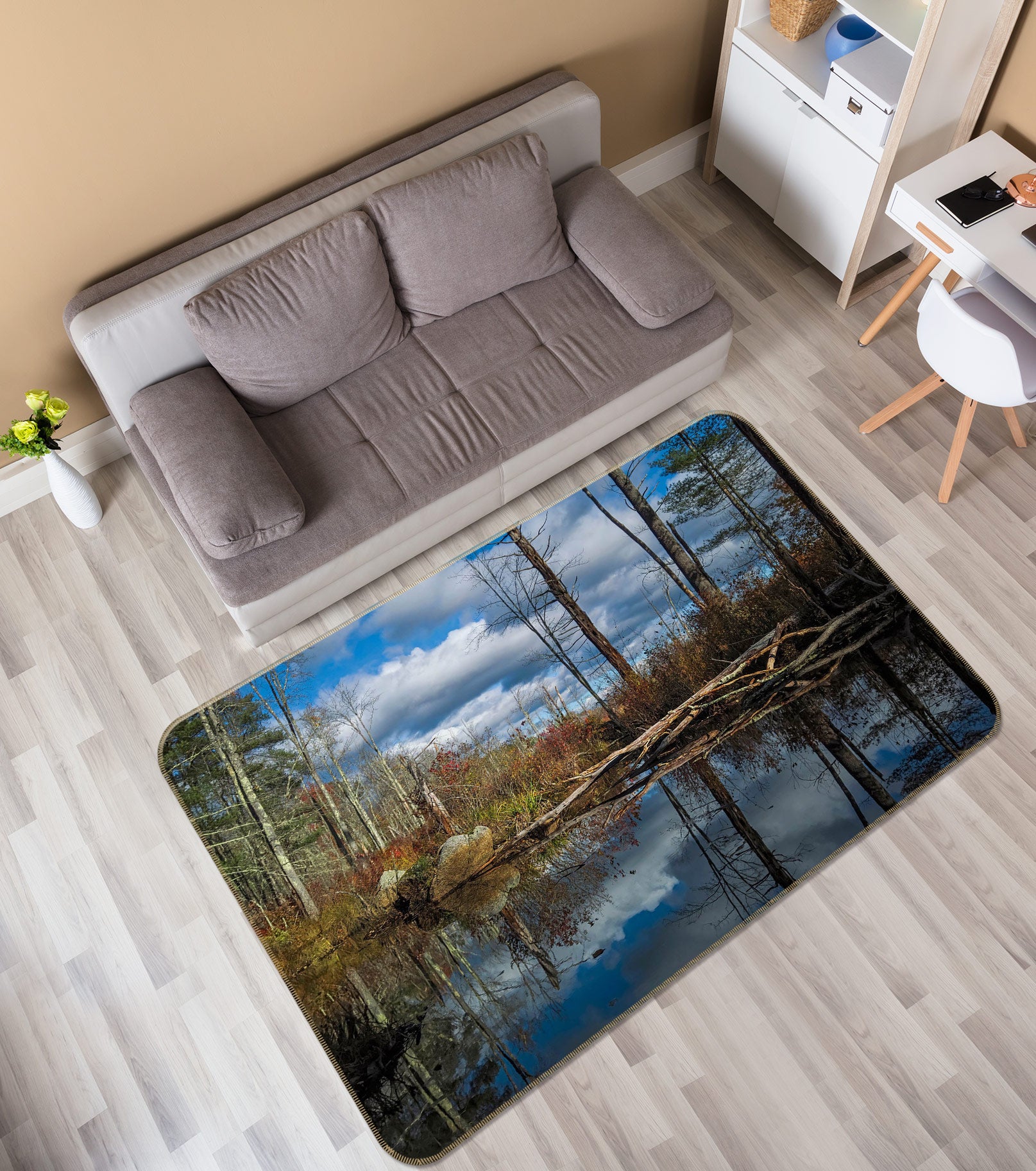 3D Cloud Pond 1005 Jerry LoFaro Rug Non Slip Rug Mat
