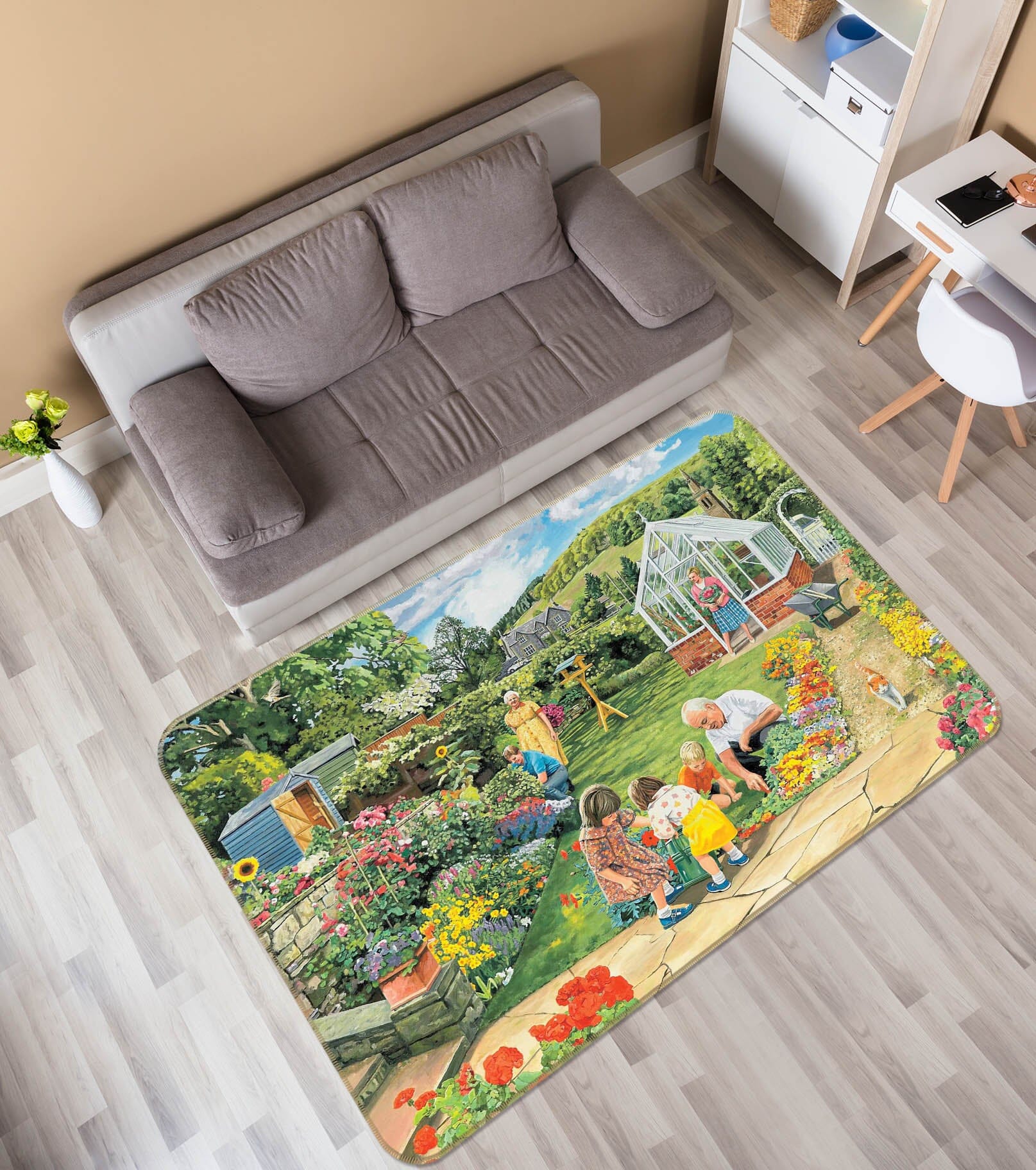 3D Gardening With Grandad 1075 Trevor Mitchell Rug Non Slip Rug Mat Mat AJ Creativity Home 