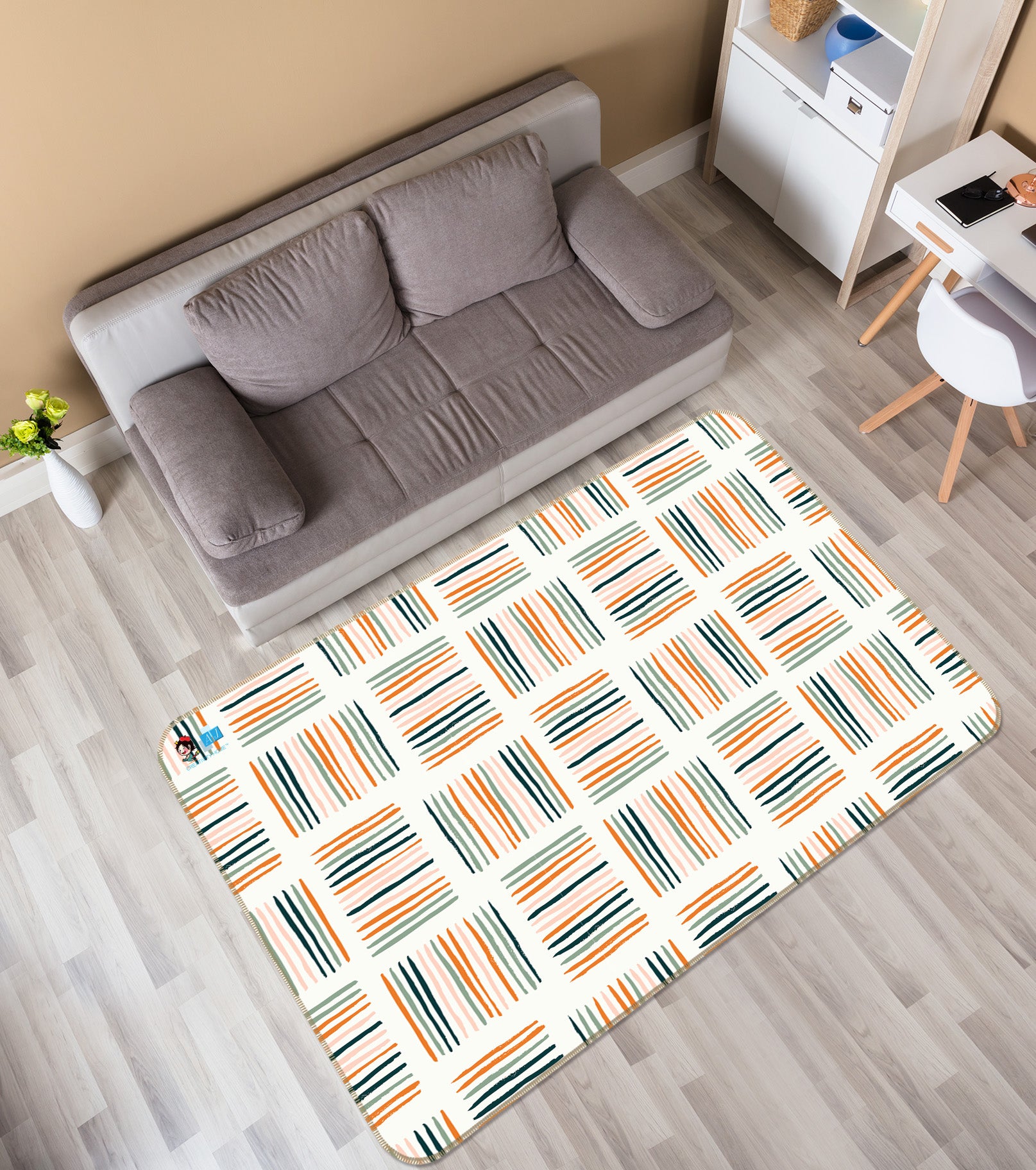 3D Colorful Stripes 107133 Kashmira Jayaprakash Rug Non Slip Rug Mat