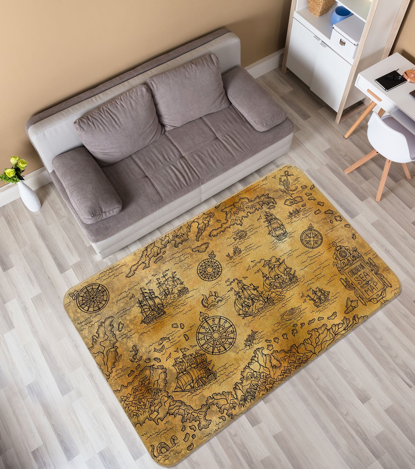 3D Vintage Paper 289 World Map Non Slip Rug Mat Mat AJ Creativity Home 