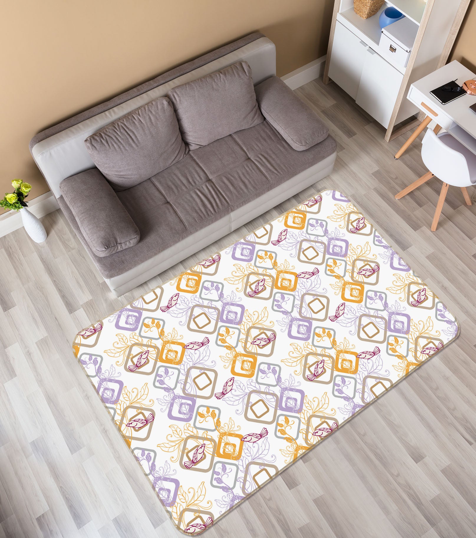 3D Cube Pattern 35238 Non Slip Rug Mat