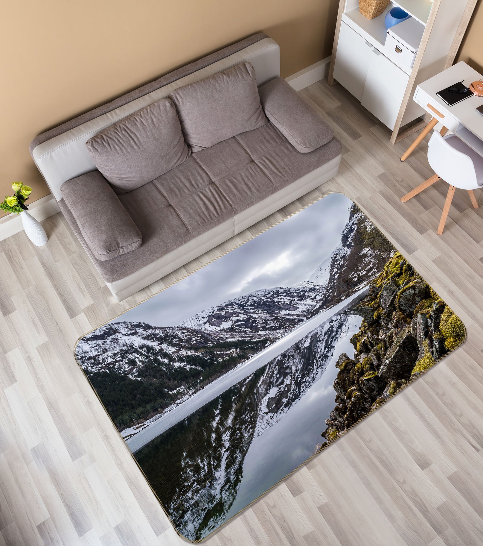 3D Snow Mountain 35198 Non Slip Rug Mat