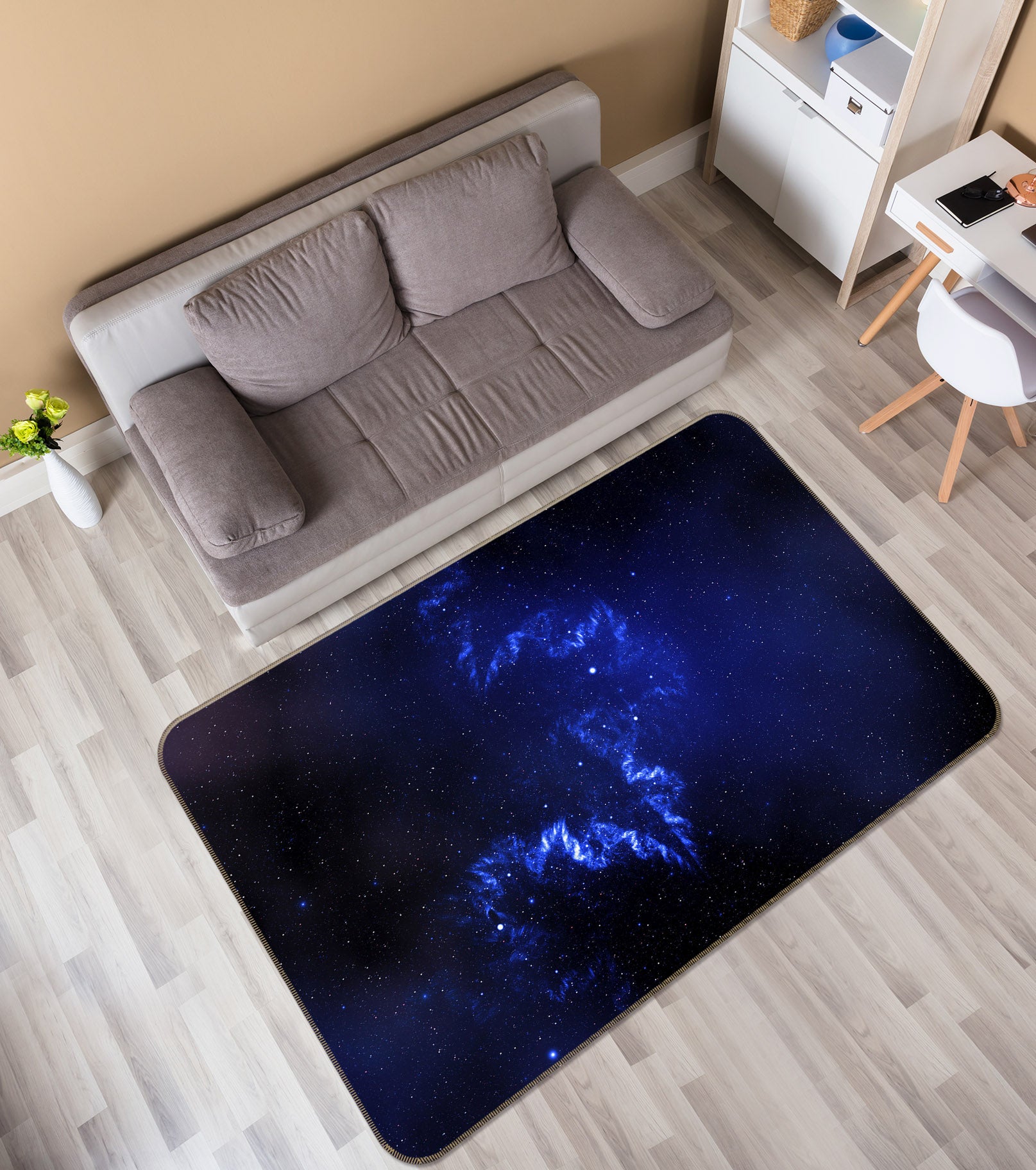 3D Dark Blue Starry 31137 Non Slip Rug Mat