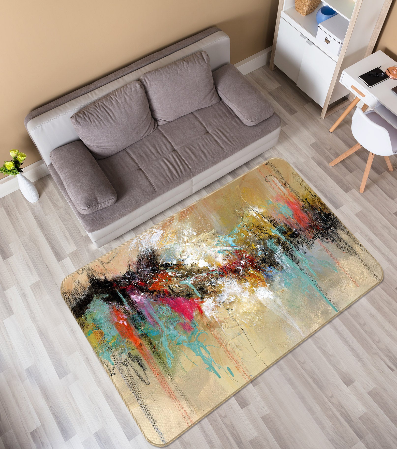 3D Color Ink Pattern 84114 Anne Farrall Doyle Rug Non Slip Rug Mat