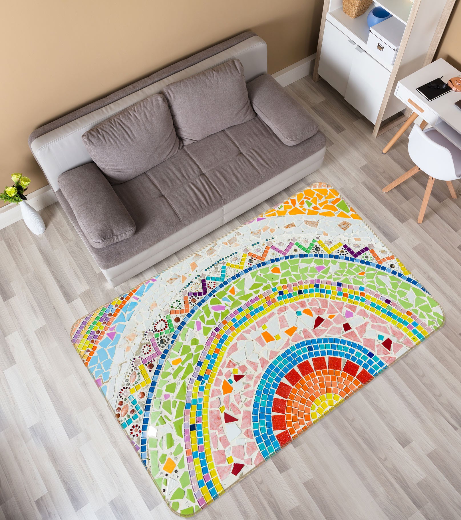 3D Semicircle Pattern 33018 Non Slip Rug Mat