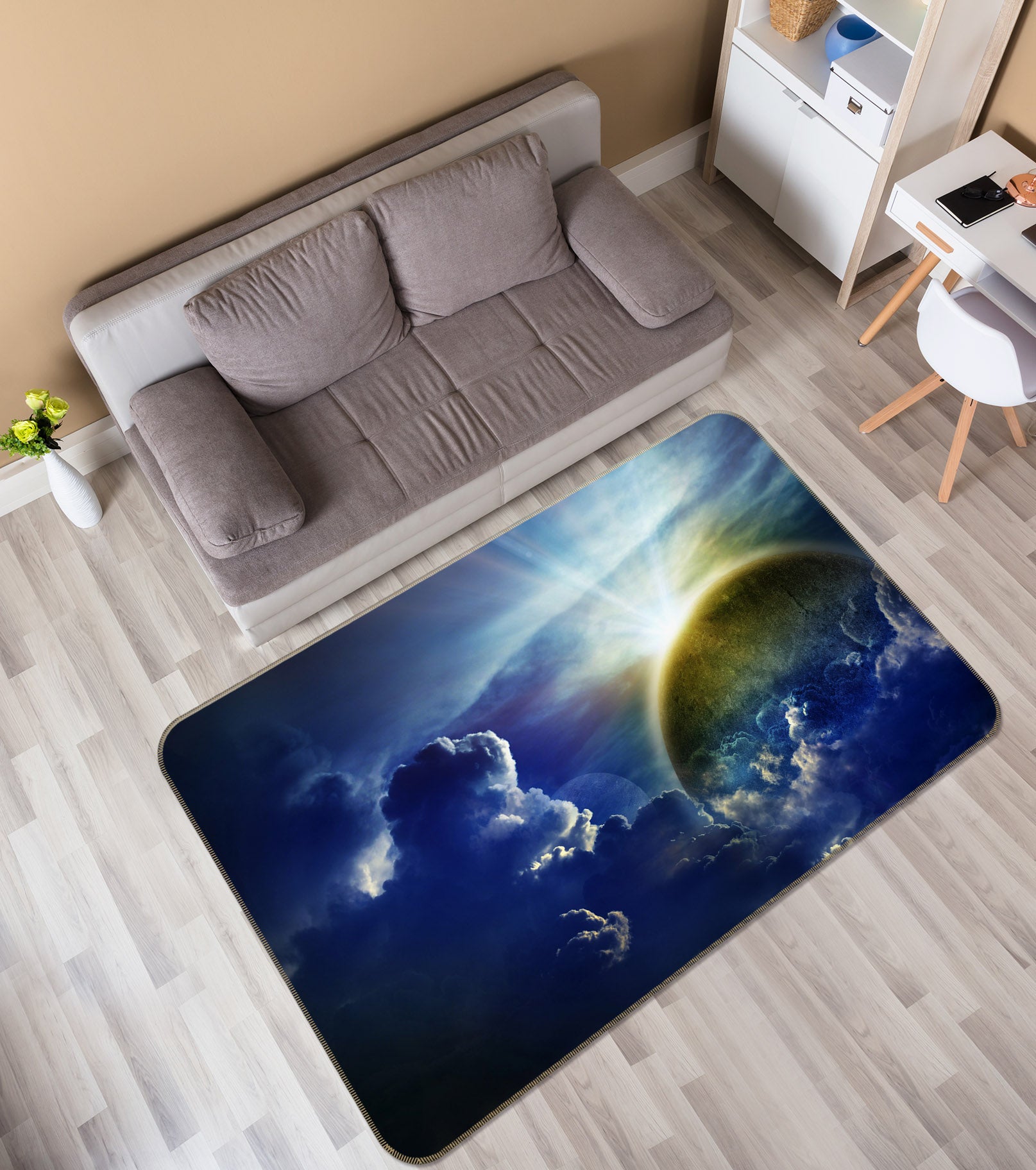 3D Planet Clouds 31147 Non Slip Rug Mat