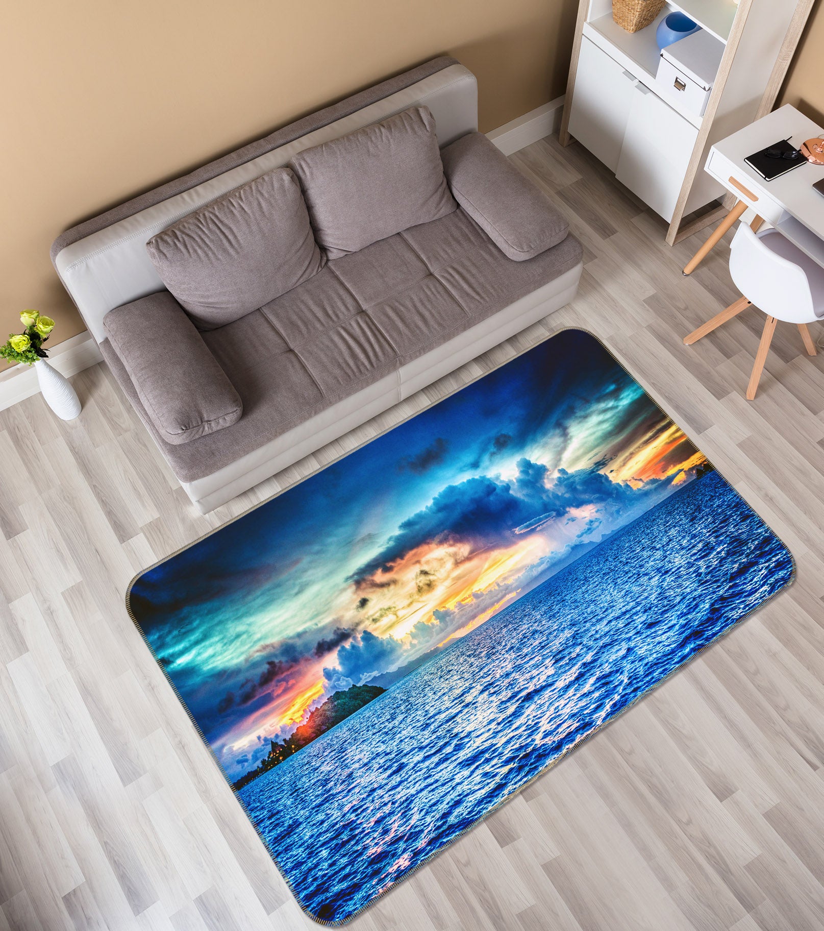 3D Sea Surface Sky 27137 Non Slip Rug Mat