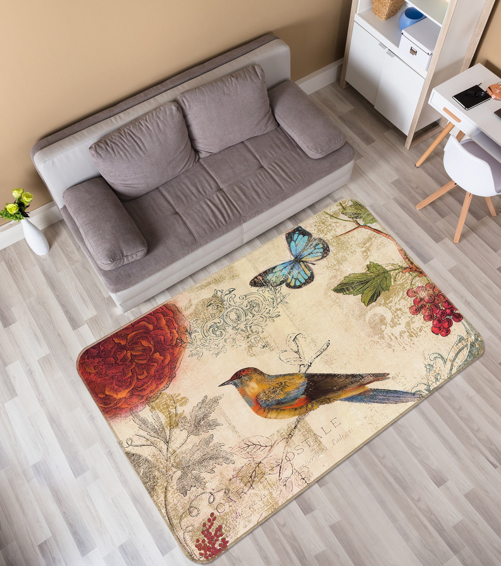 3D Bird Butterfly 30140 Non Slip Rug Mat