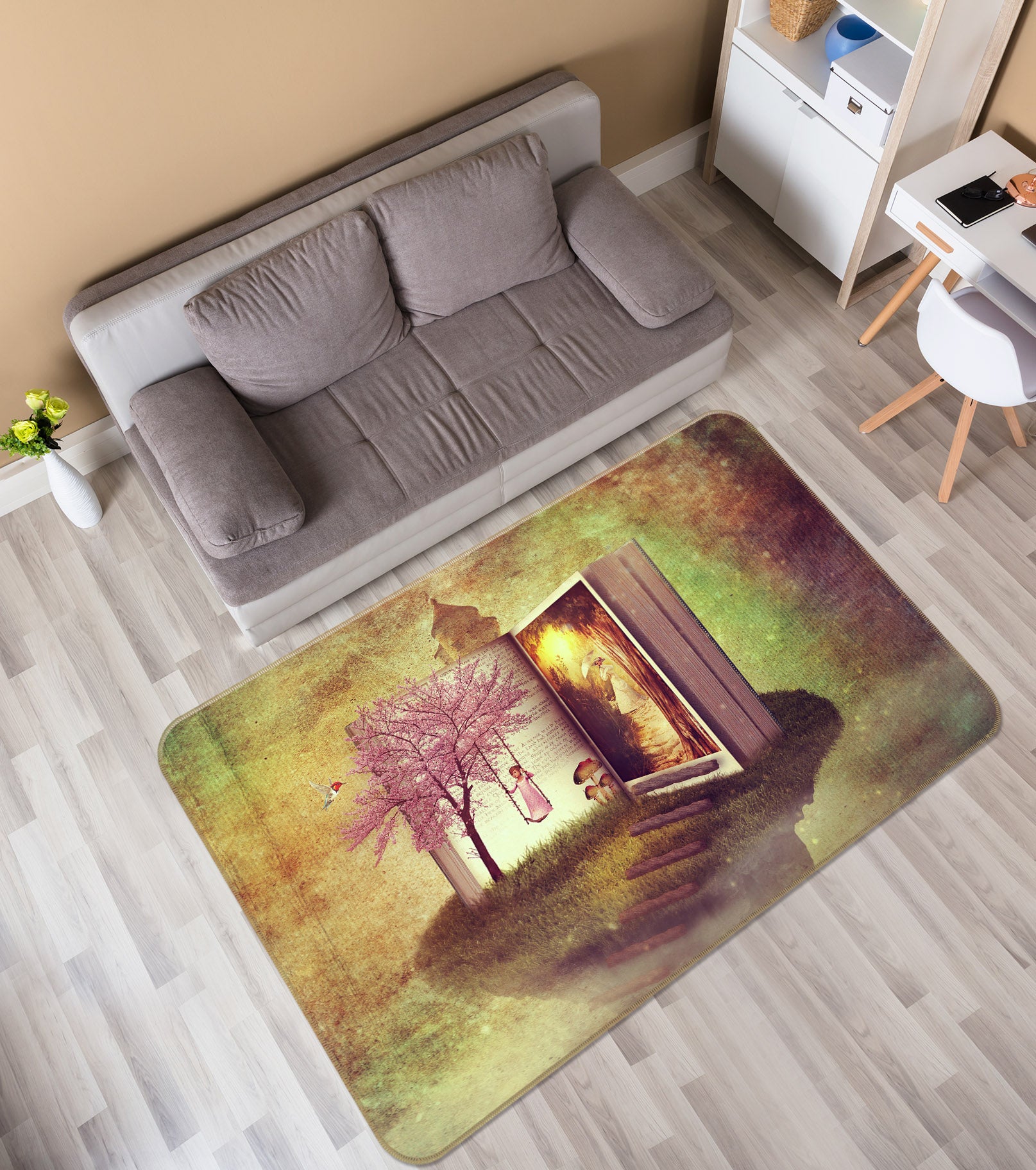 3D Book Gate Tree 36131 Non Slip Rug Mat