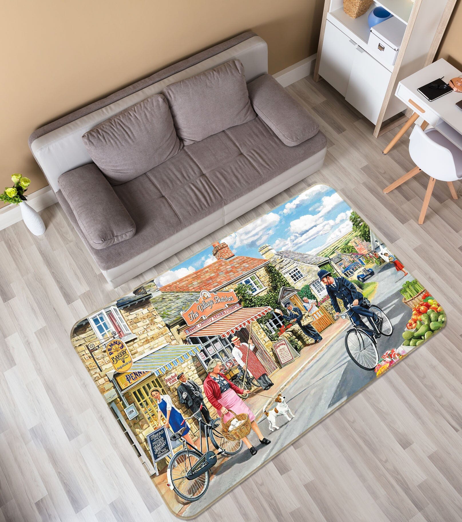 3D The Village High Street 1124 Trevor Mitchell Rug Non Slip Rug Mat Mat AJ Creativity Home 