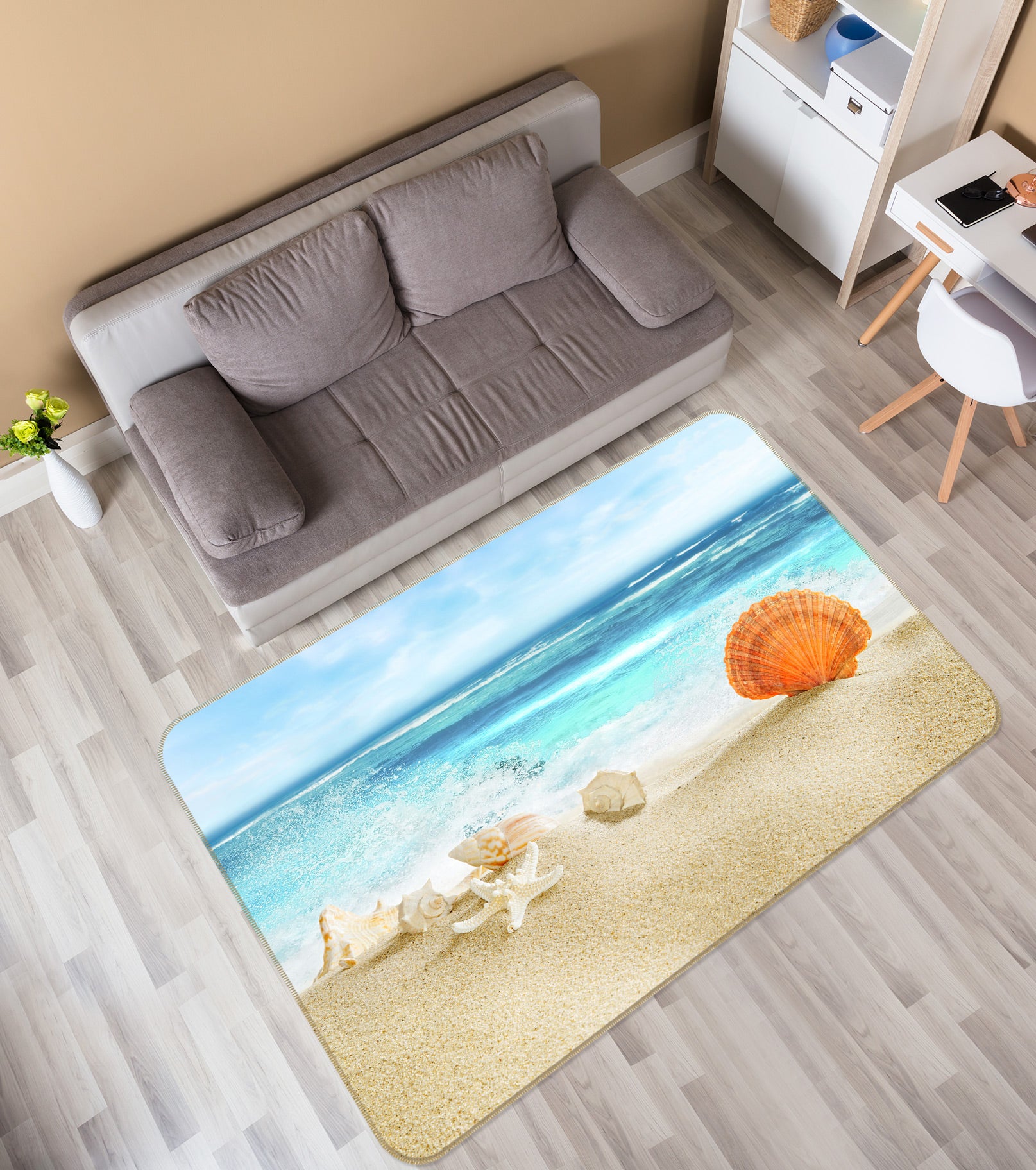 3D Seaside Shell 76227 Non Slip Rug Mat