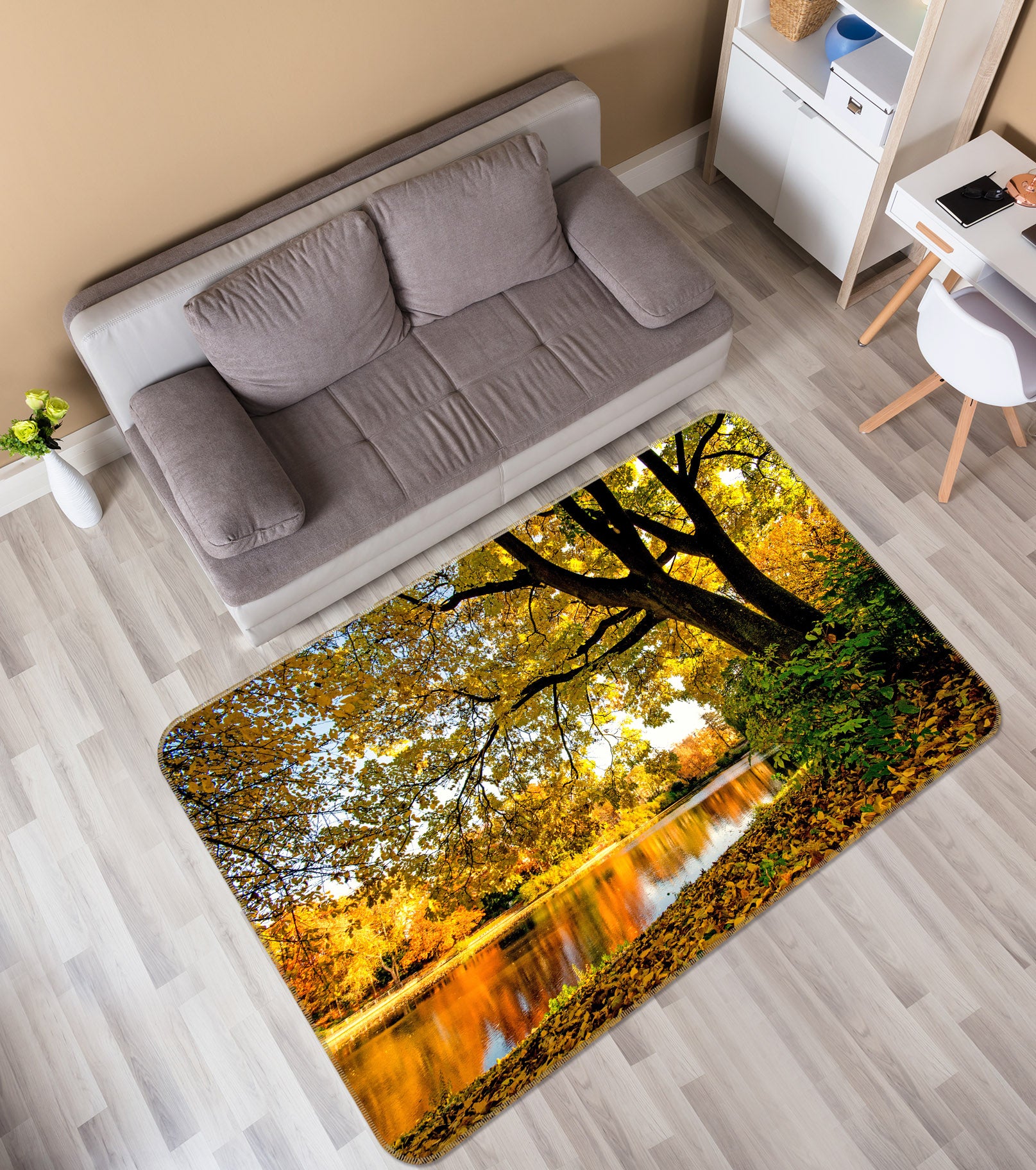 3D Lakeside Tree 29214 Non Slip Rug Mat