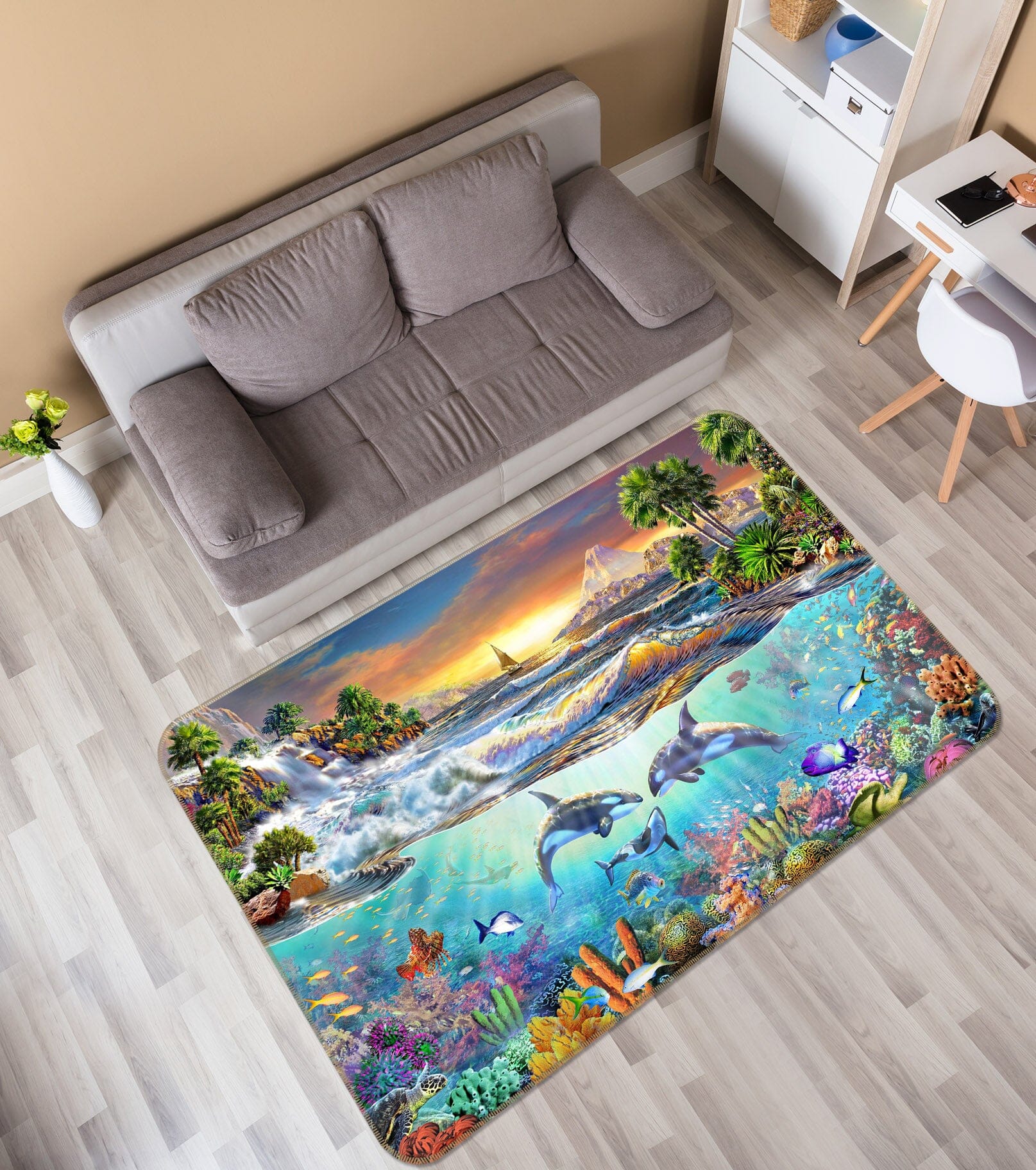 3D Cute Dolphin 1053 Adrian Chesterman Rug Non Slip Rug Mat Mat AJ Creativity Home 