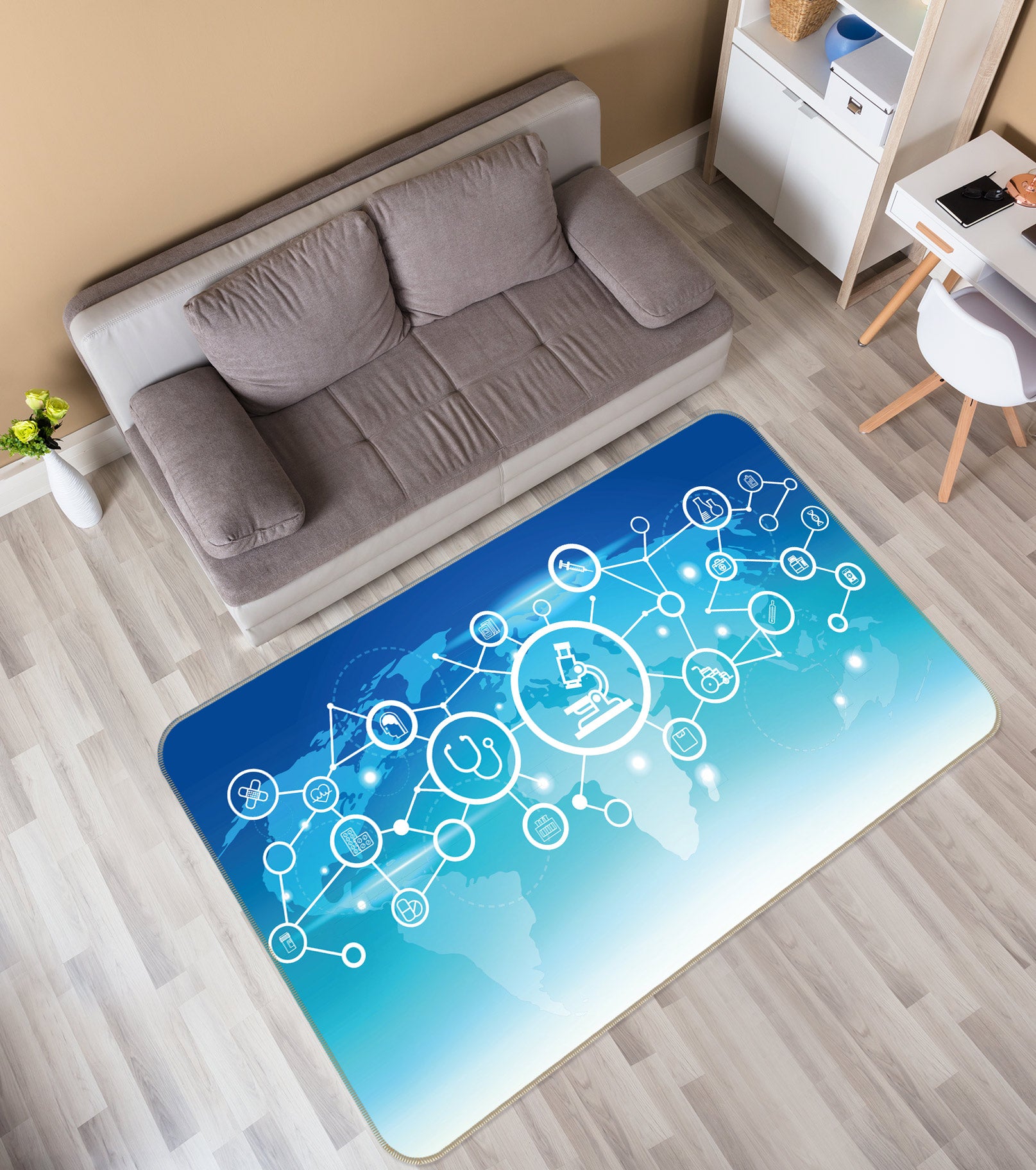 3D Circle Pattern 77192 Non Slip Rug Mat