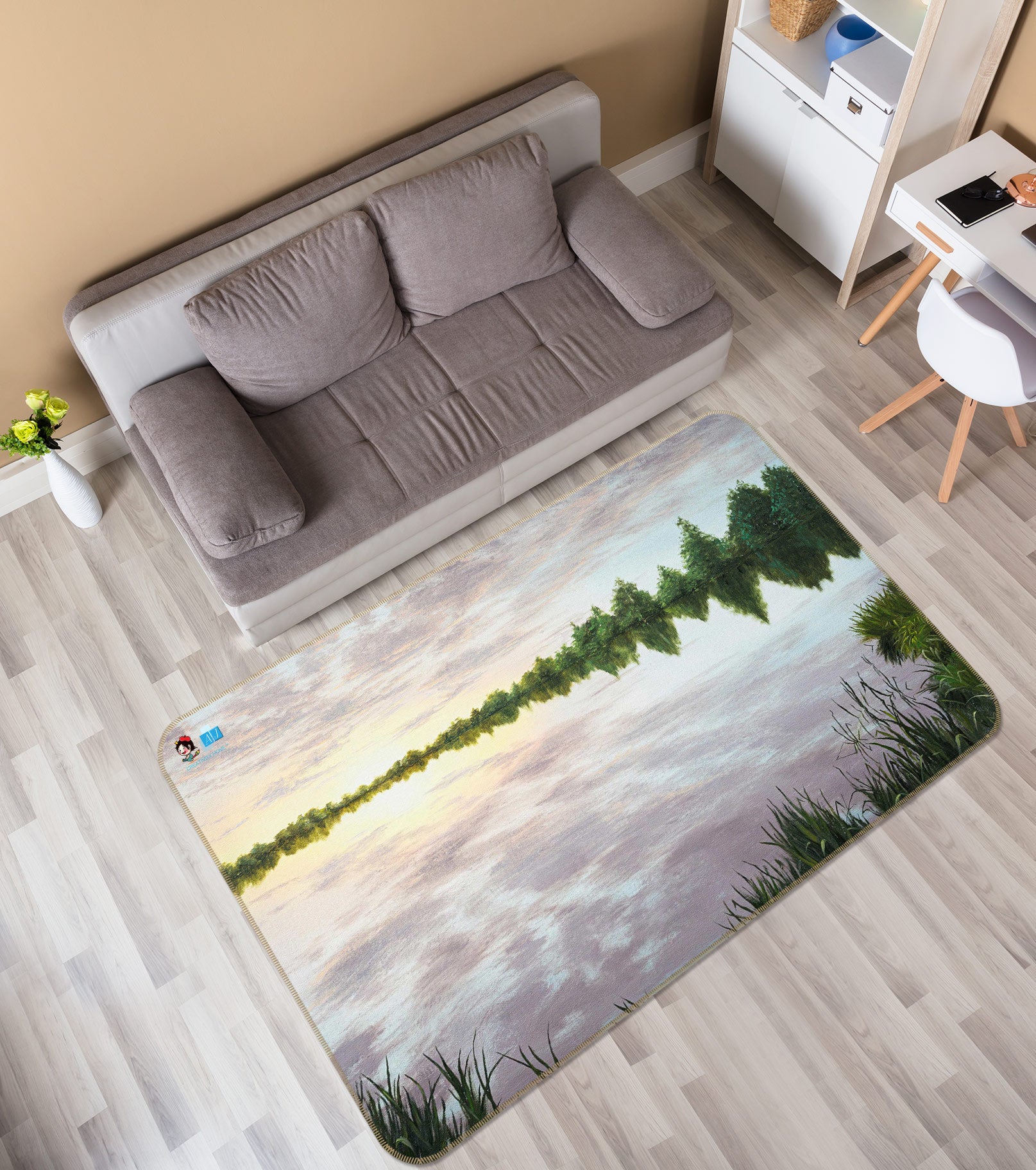 3D Lakeside Grass 1890 Marina Zotova Rug Non Slip Rug Mat