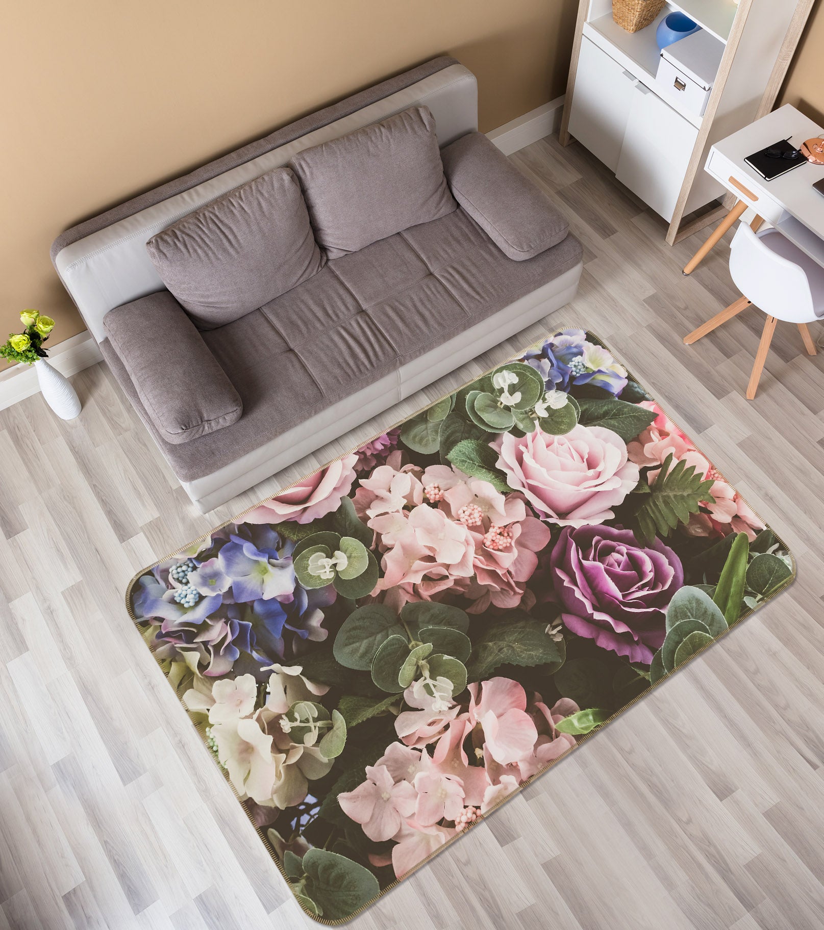 3D Flower Bush 25216 Non Slip Rug Mat