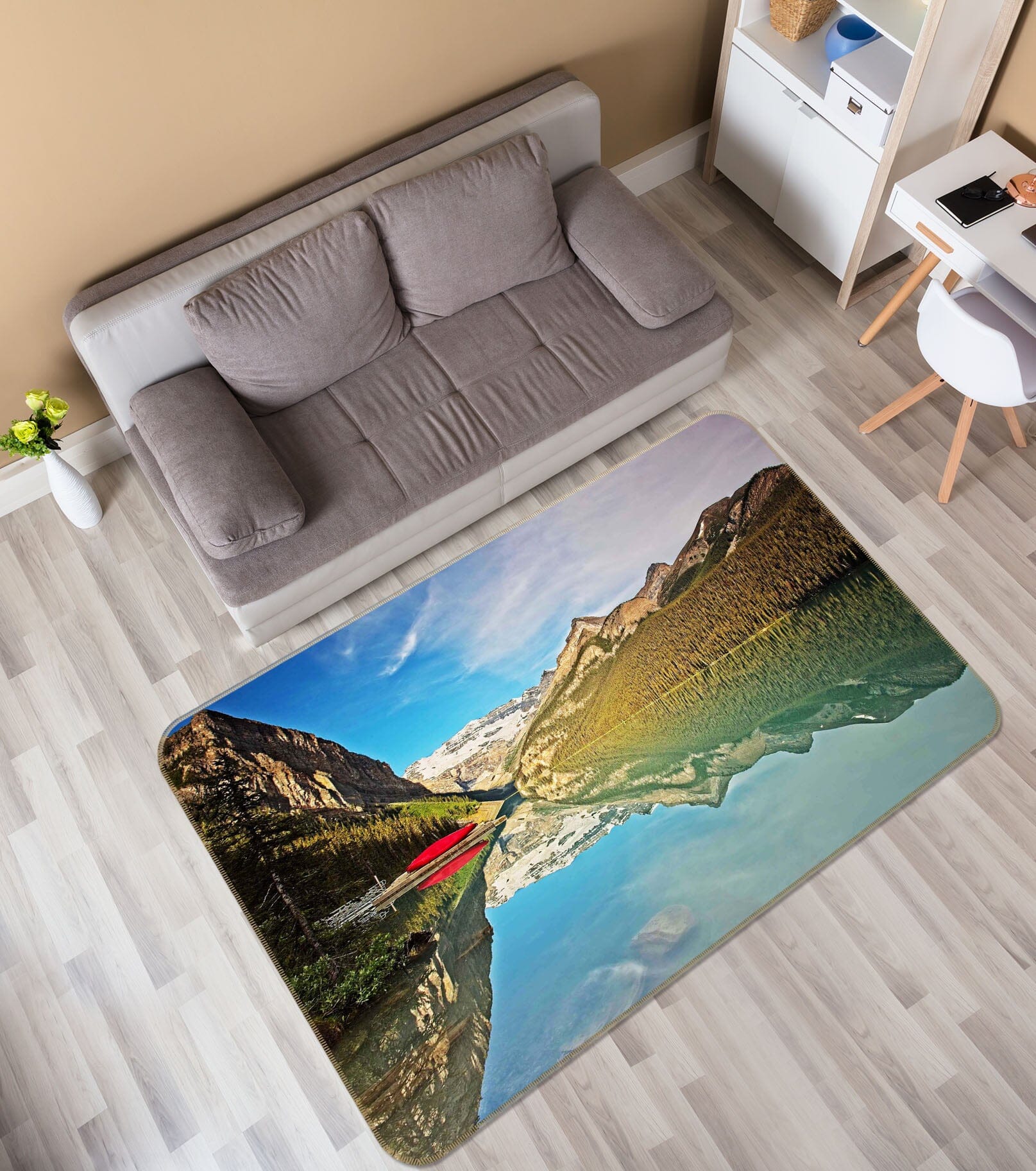 3D Lake Louise Sunrise 1112 Kathy Barefield Rug Non Slip Rug Mat Mat AJ Creativity Home 