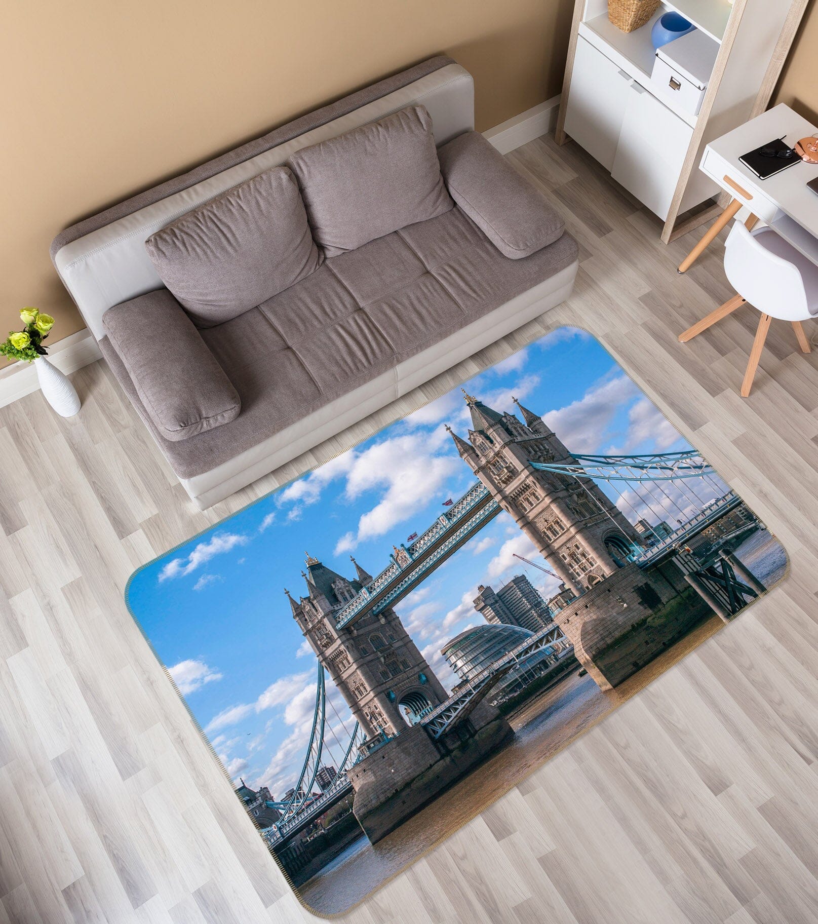 3D Tower Bridge 3002 Assaf Frank Rug Non Slip Rug Mat Mat AJ Creativity Home 