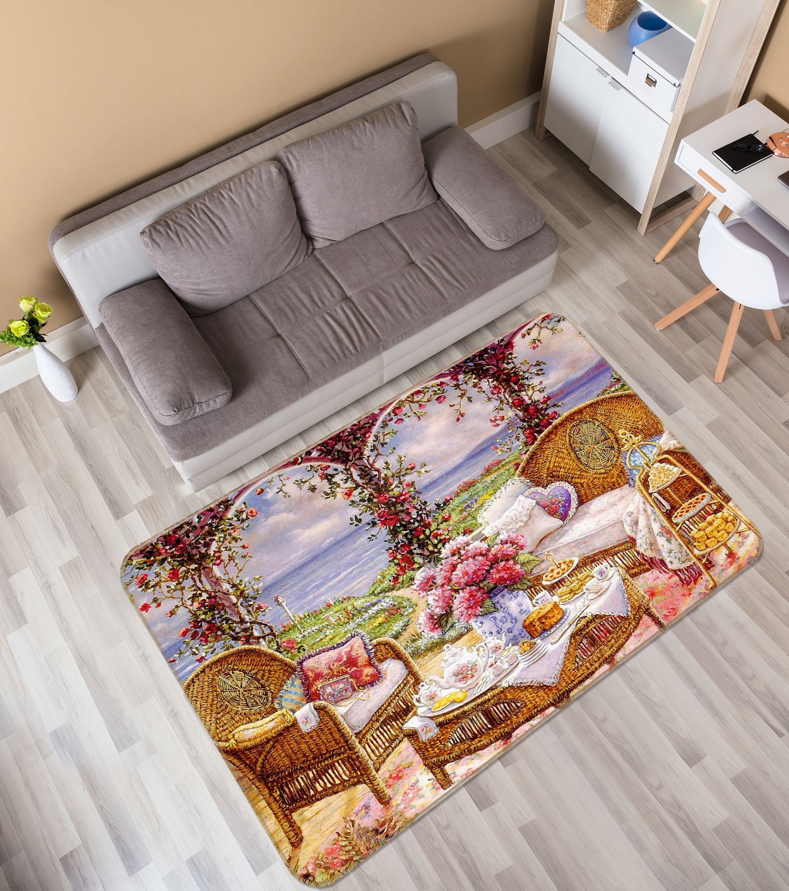 3D Vase Tables Chairs 33159 Non Slip Rug Mat