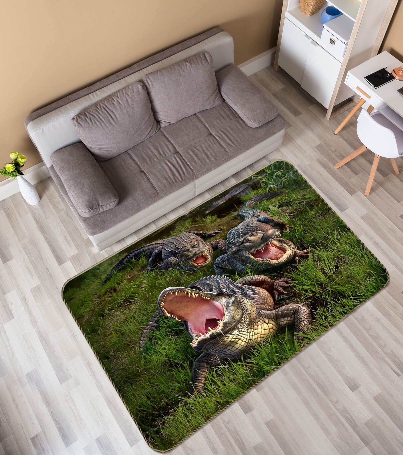 3D Crocodile Mouth 1051 Jerry LoFaro Rug Non Slip Rug Mat Mat AJ Creativity Home 
