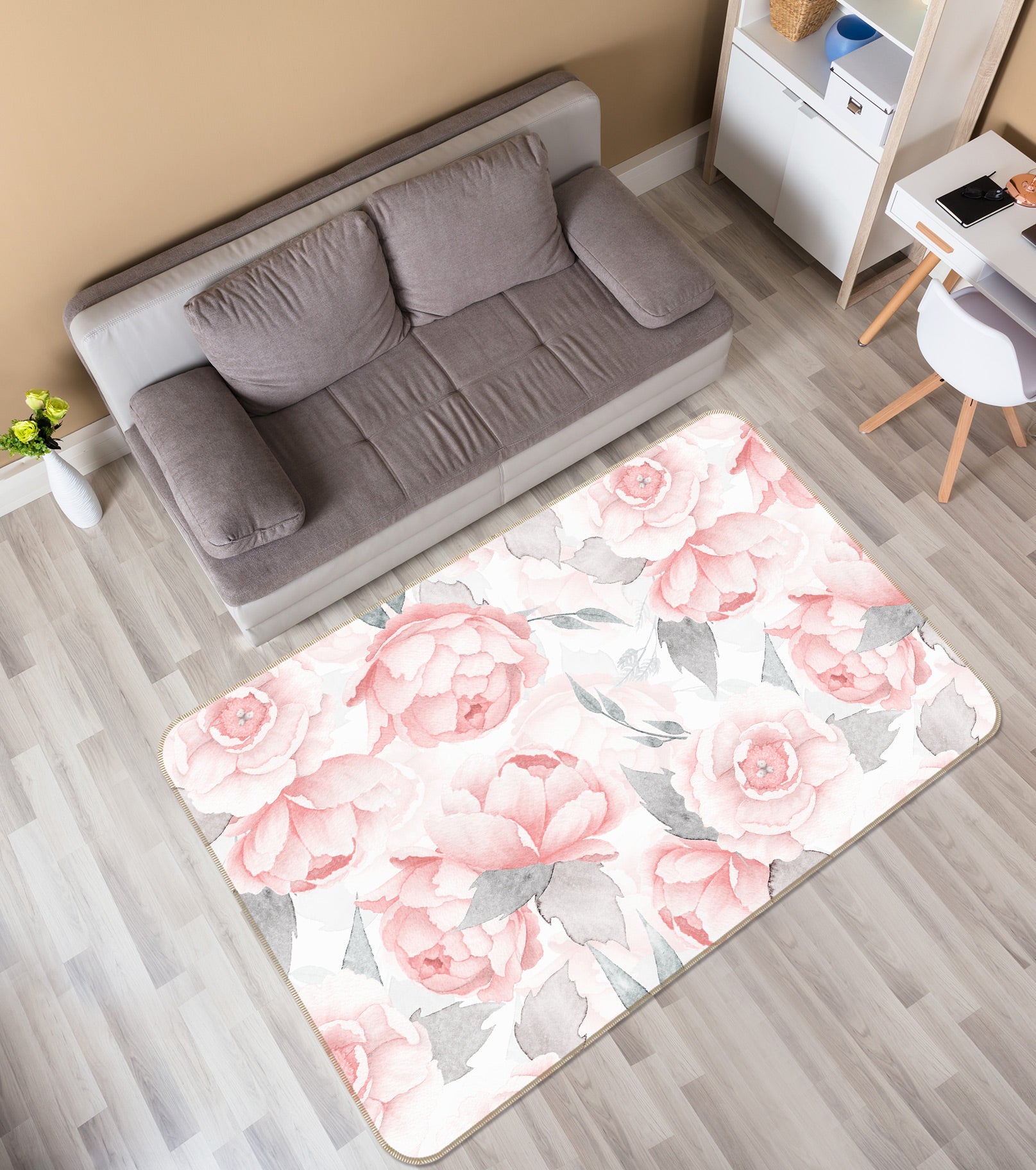 3D Pink Peony 103 Uta Naumann Rug Non Slip Rug Mat