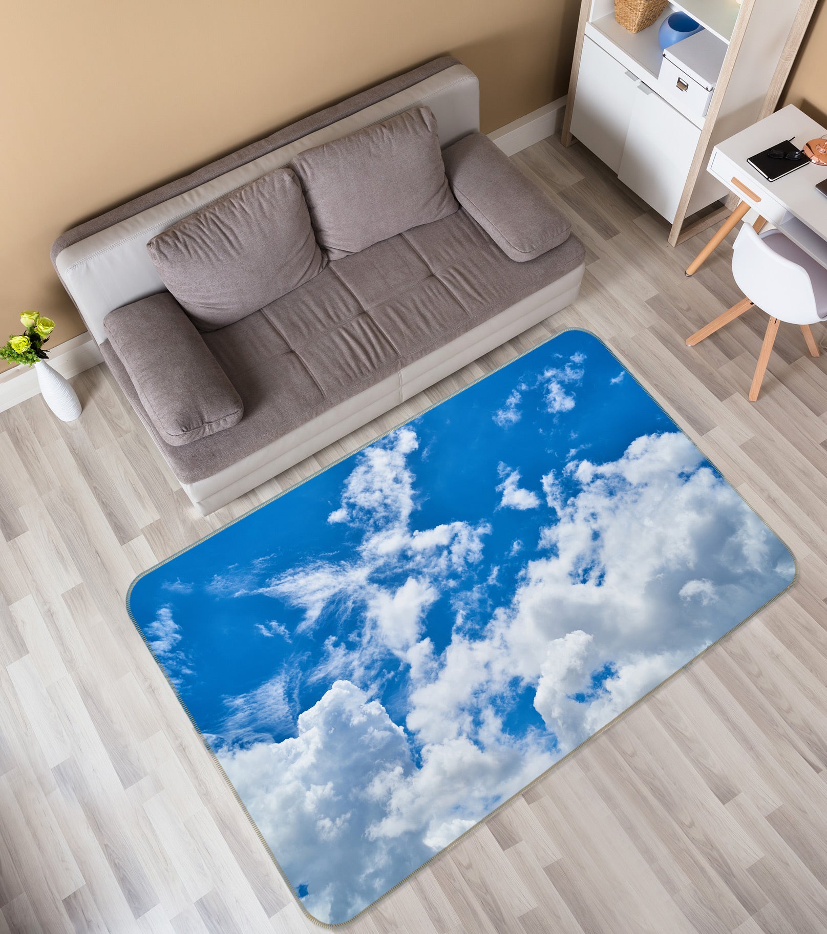 3D Blue Sky White Clouds 76255 Non Slip Rug Mat