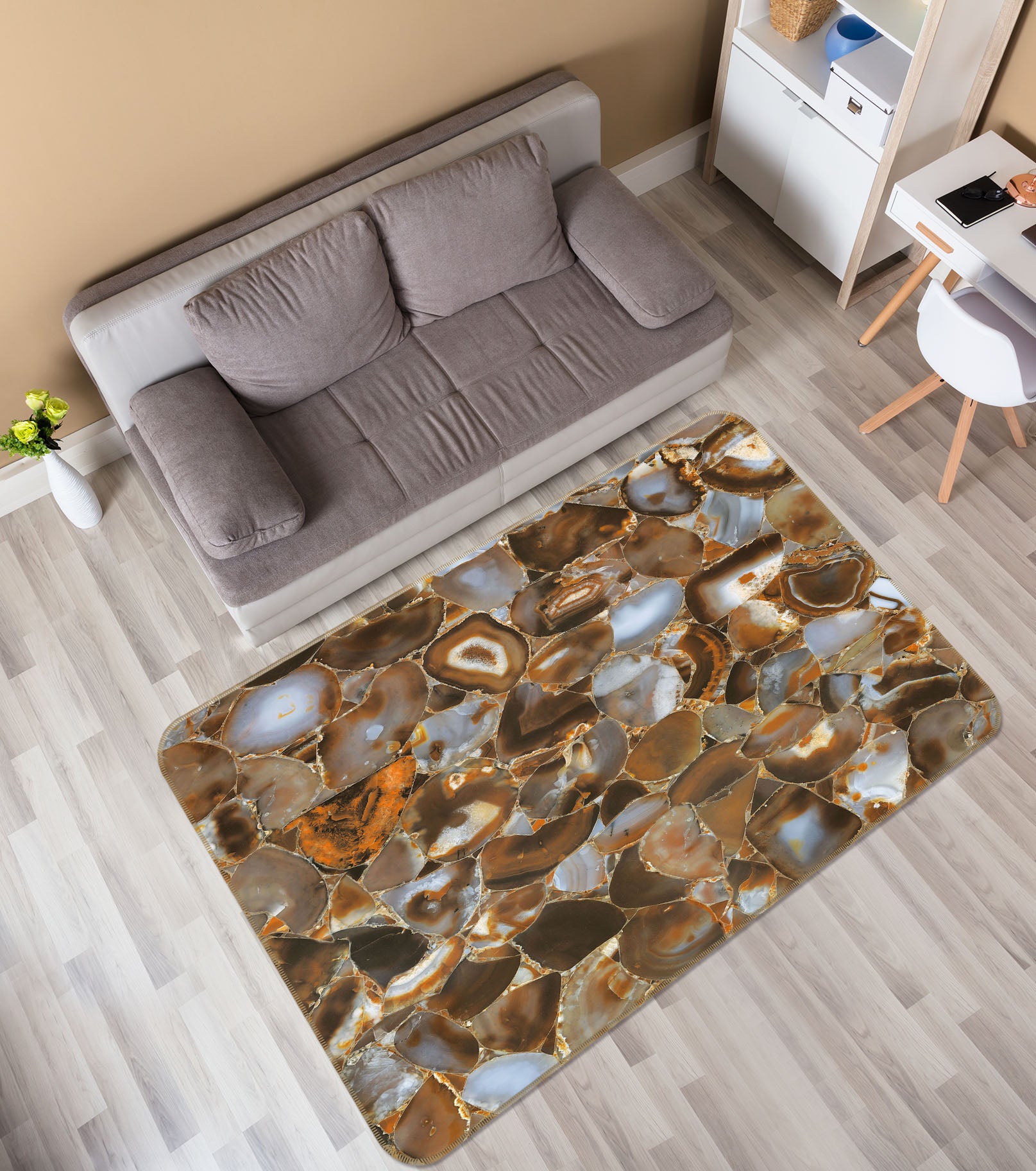 3D Cobblestone Pattern 27112 Non Slip Rug Mat