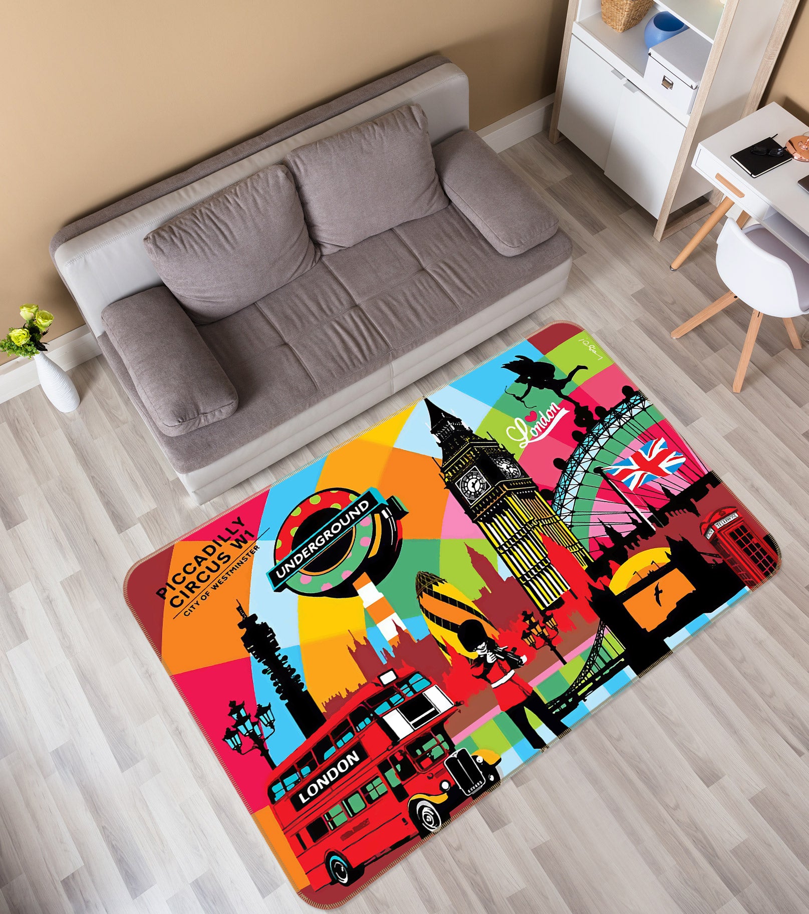 3D Color City 77054 Non Slip Rug Mat
