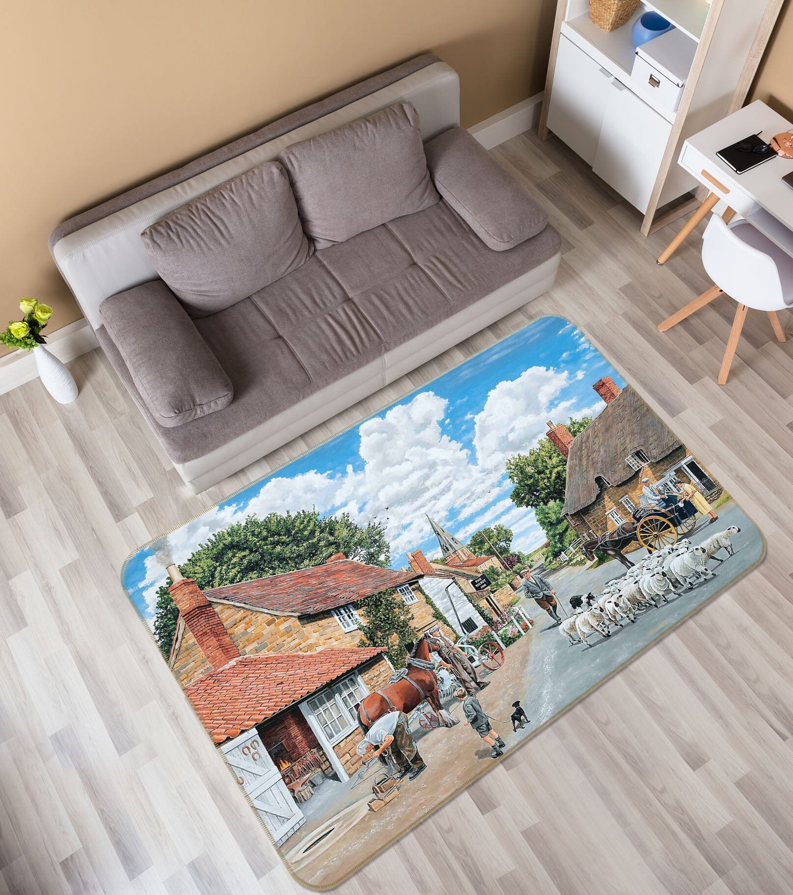 3D The Village Farrier 1123 Trevor Mitchell Rug Non Slip Rug Mat Mat AJ Creativity Home 