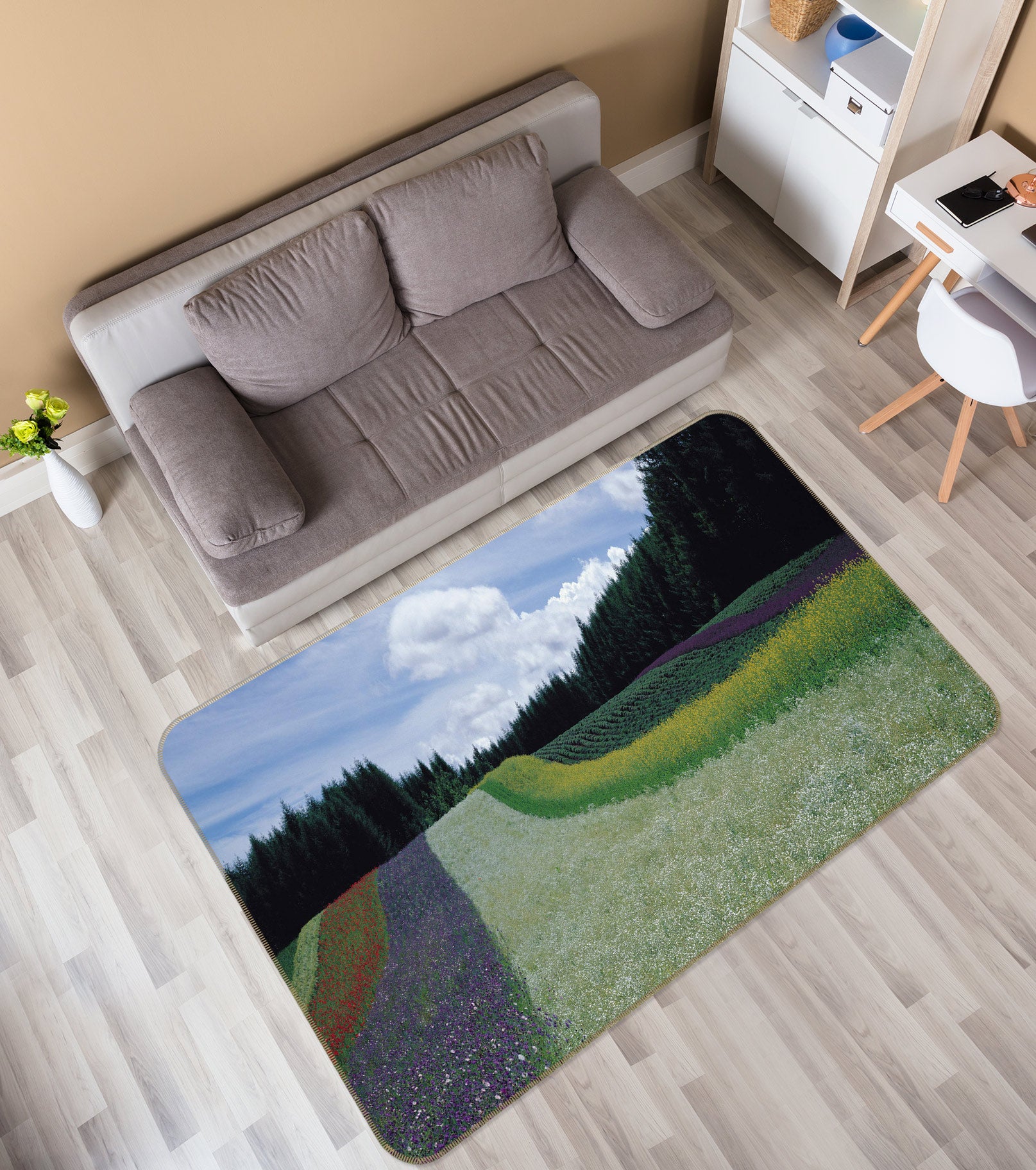 3D Grass Flower Bush 75254 Non Slip Rug Mat