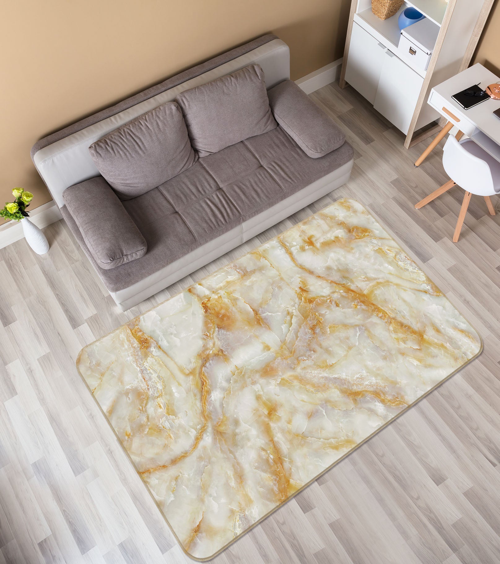 3D Brown Pattern 27110 Non Slip Rug Mat