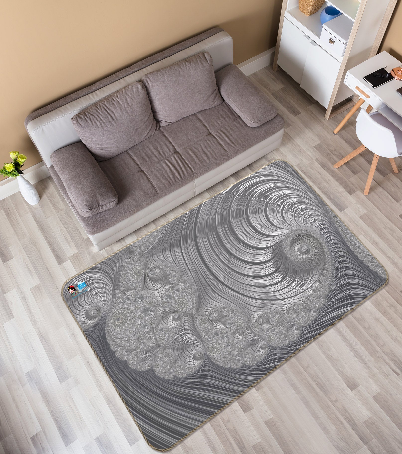 3D Off-White Pattern 83040 Andrea haase Rug Non Slip Rug Mat