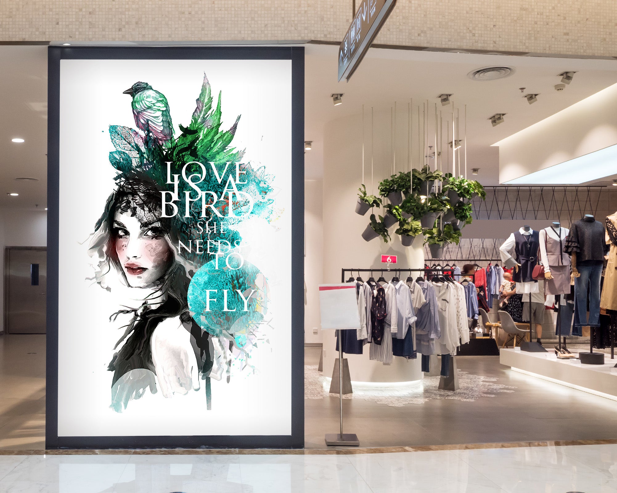 3D Green Bird Girl 007 Wall Murals