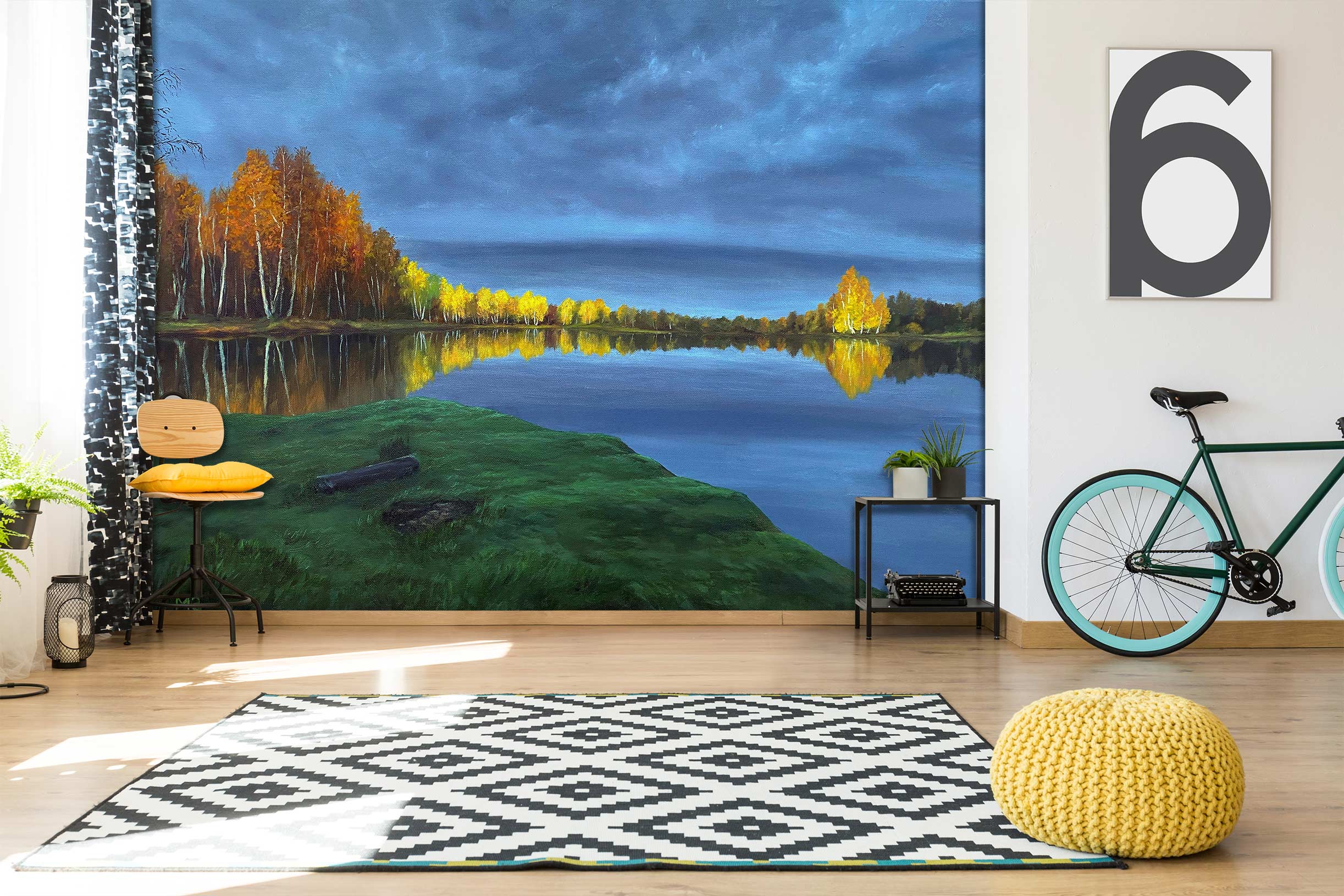 3D Lakeside Meadow Woods 9813 Marina Zotova Wall Mural Wall Murals