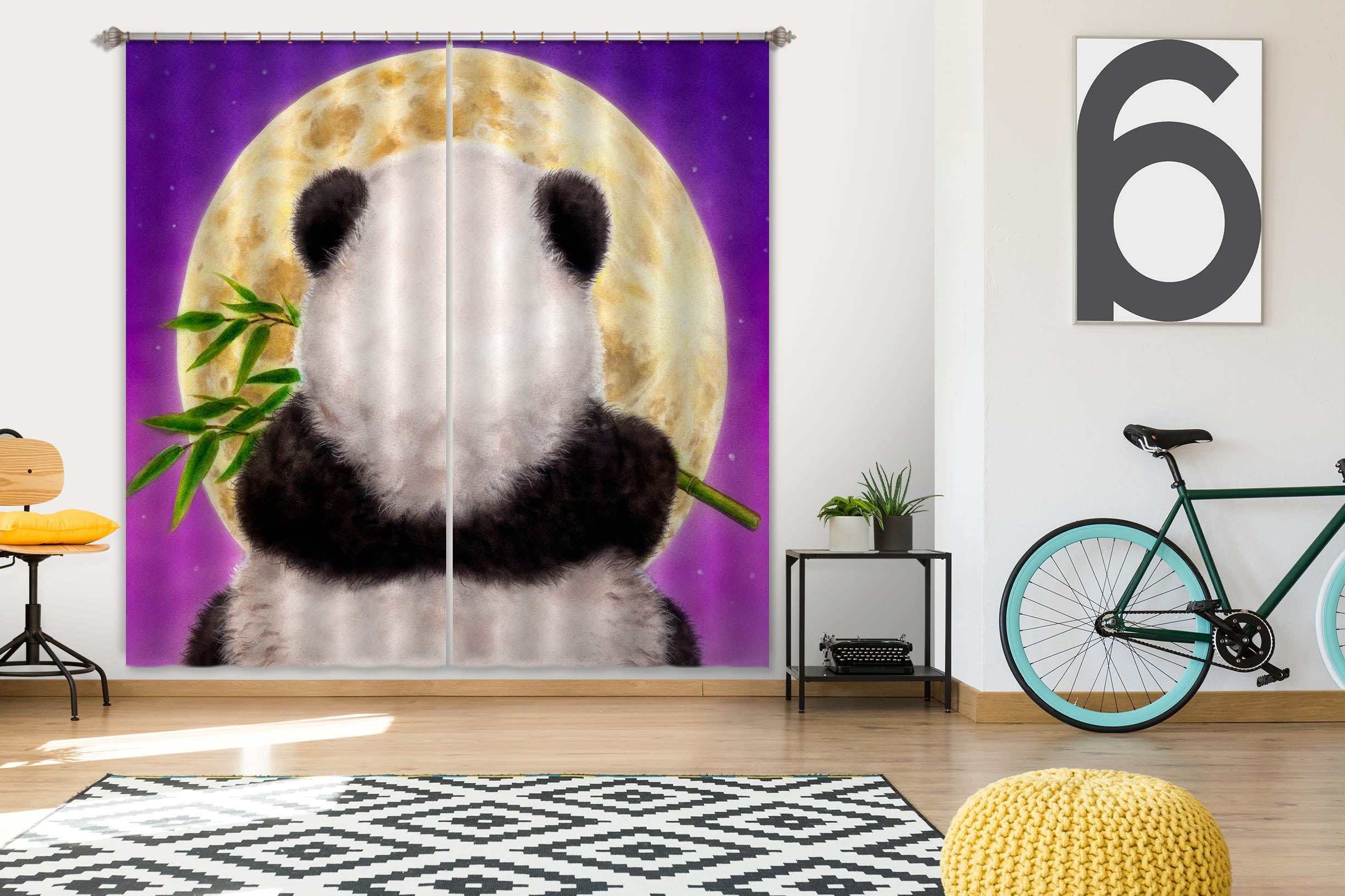 3D Panda Back View 9045 Kayomi Harai Curtain Curtains Drapes