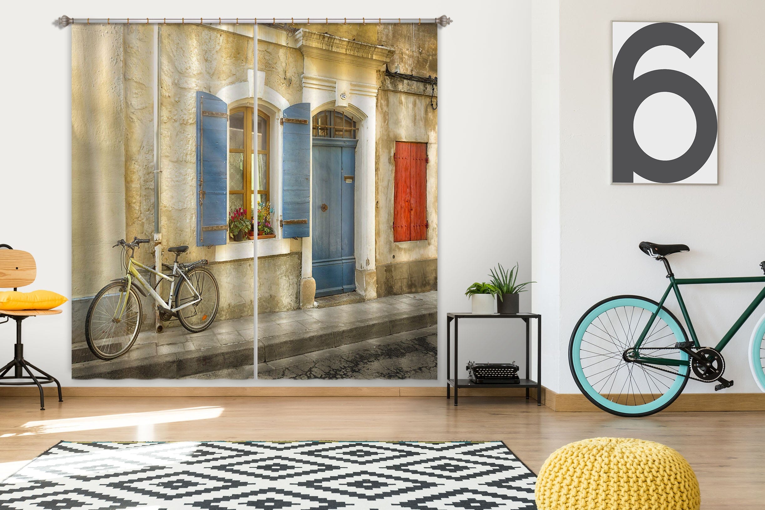 3D Retro Bicycle 046 Marco Carmassi Curtain Curtains Drapes Curtains AJ Creativity Home 