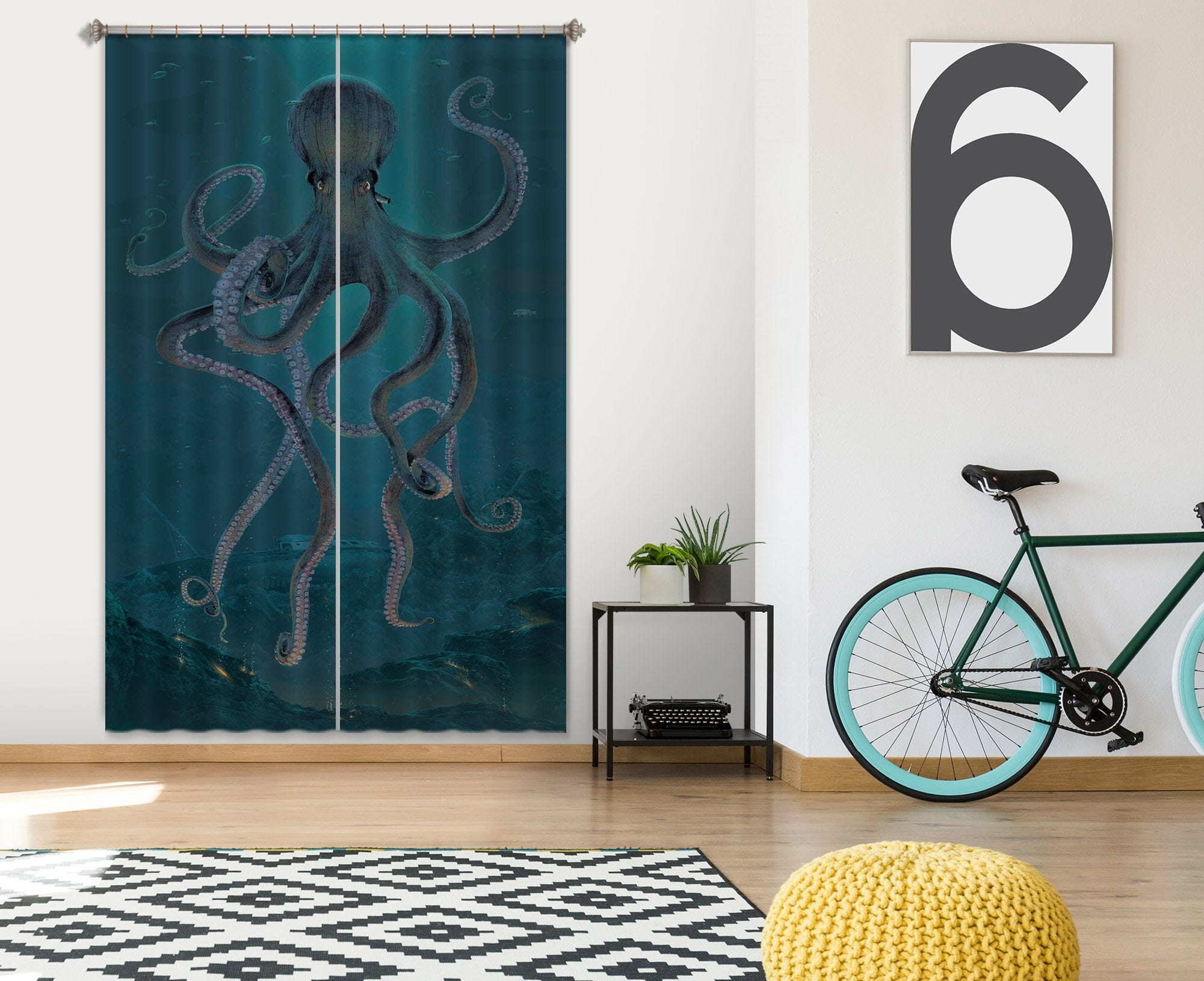 3D Giant Octopus 039 Vincent Hie Curtain Curtains Drapes Curtains AJ Creativity Home 