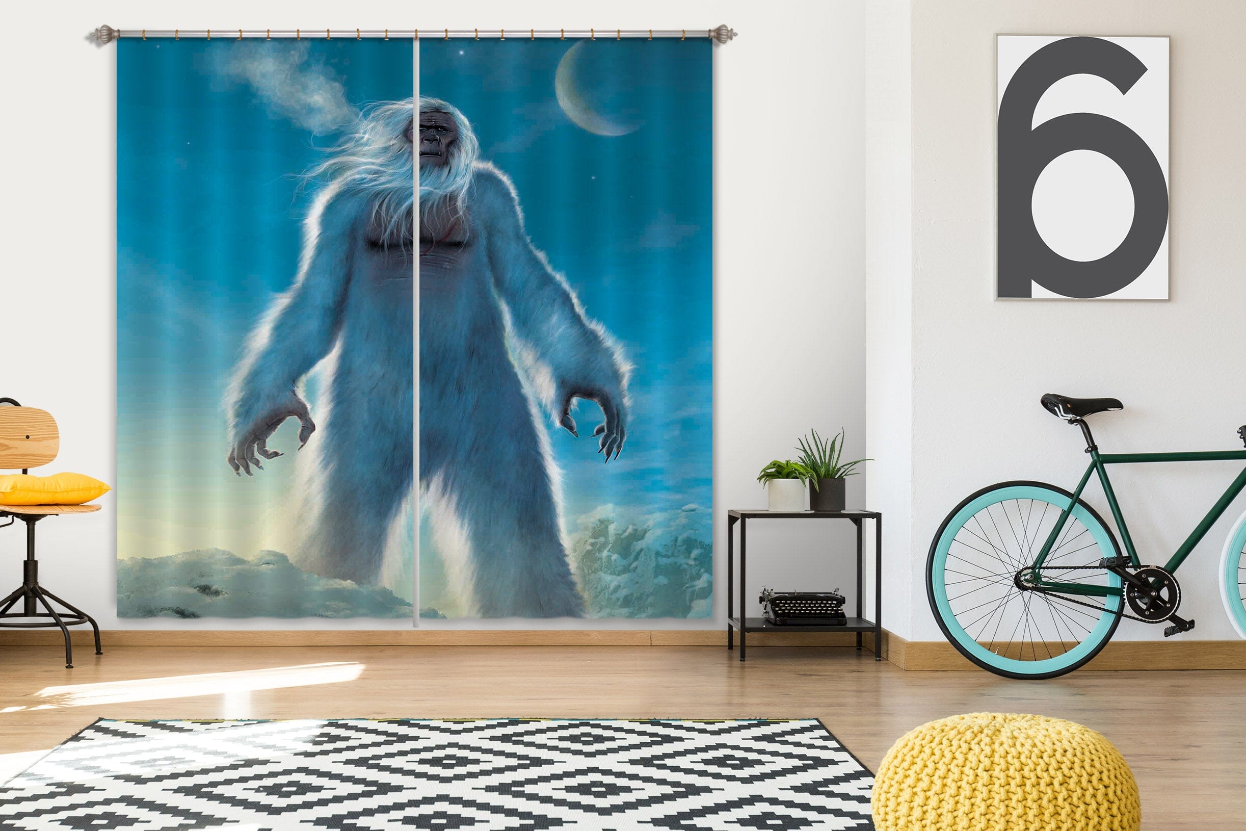 3D Yeti 096 Vincent Hie Curtain Curtains Drapes Curtains AJ Creativity Home 