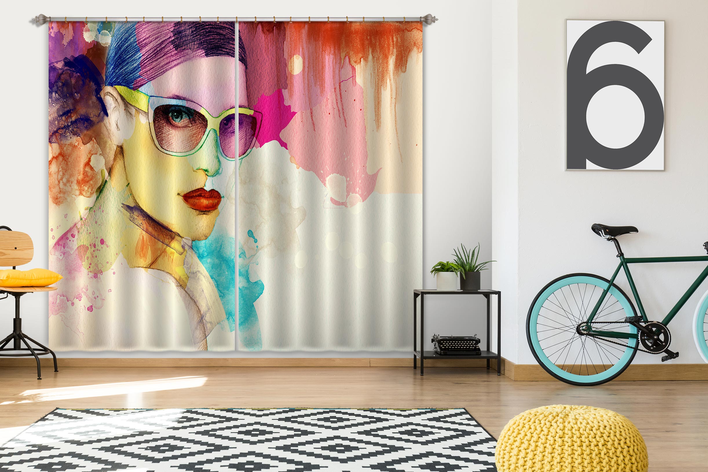 3D Watercolor Painting 634 Curtains Drapes