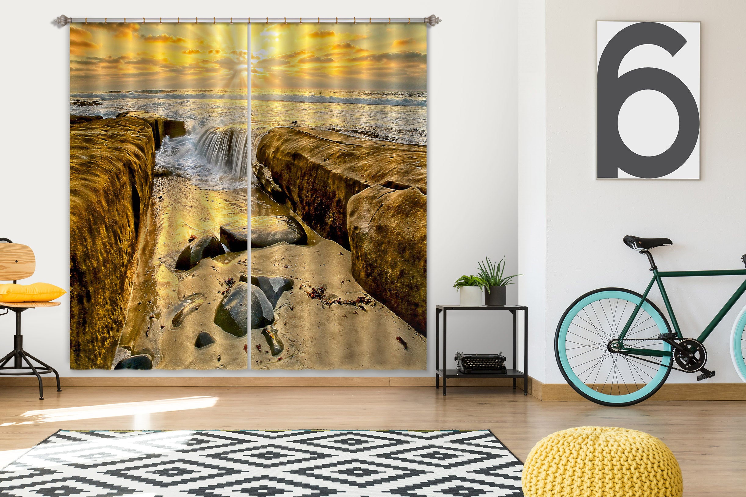 3D Stone Water 61222 Kathy Barefield Curtain Curtains Drapes