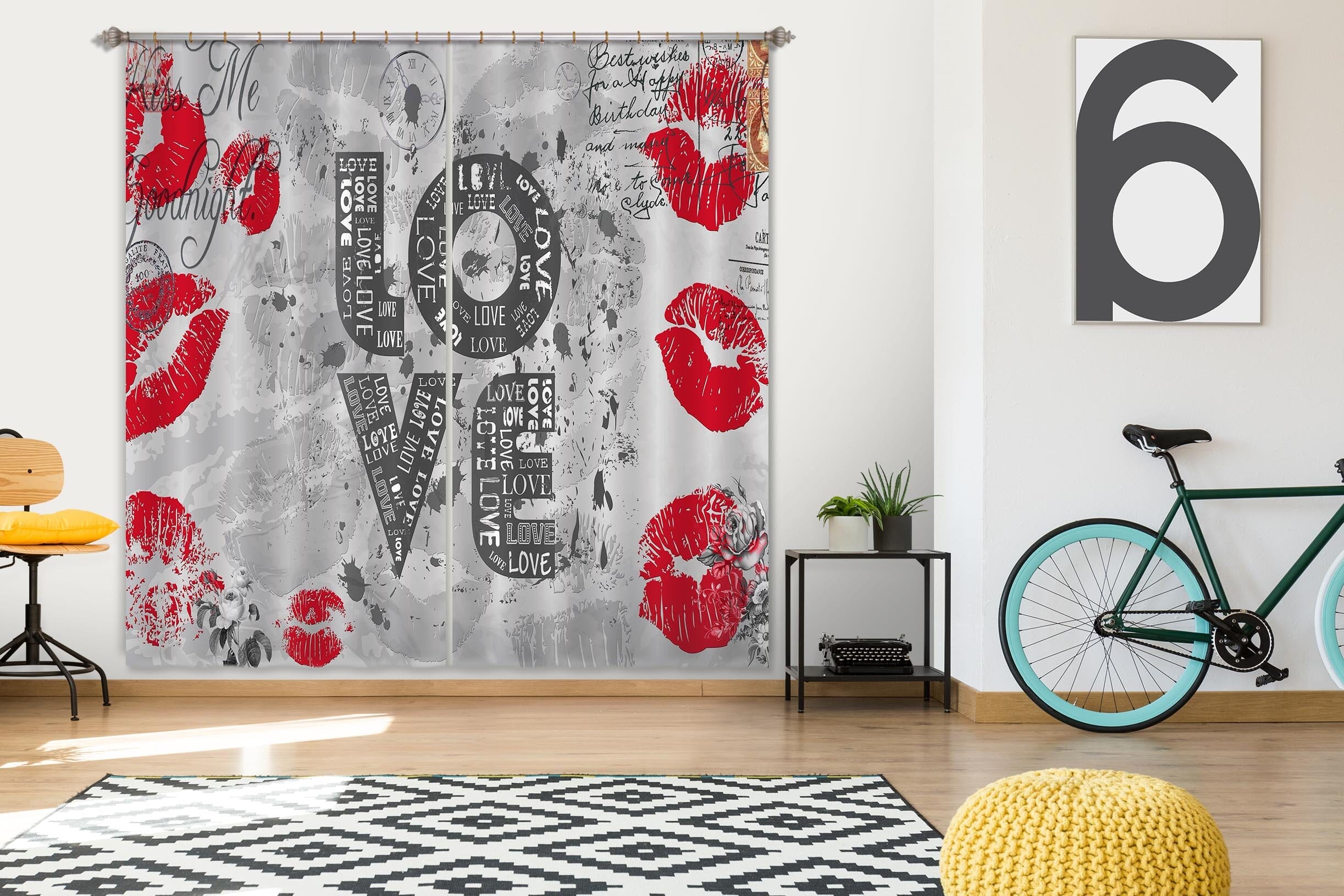 3D Red Lips 852 Curtains Drapes Wallpaper AJ Wallpaper 