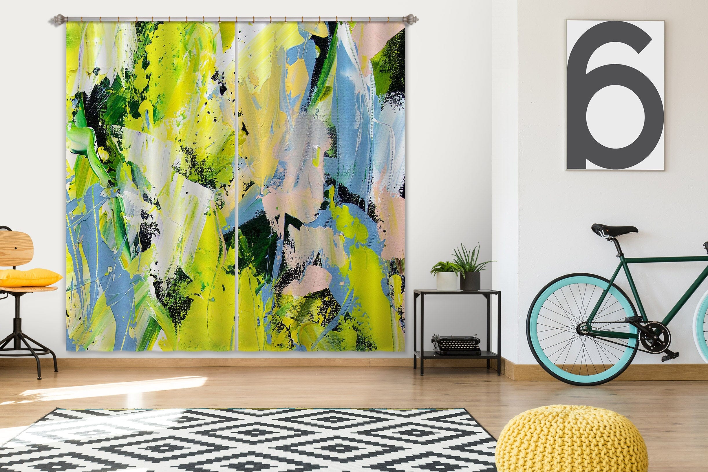 3D Yellow Pattern 253 Allan P. Friedlander Curtain Curtains Drapes Curtains AJ Creativity Home 