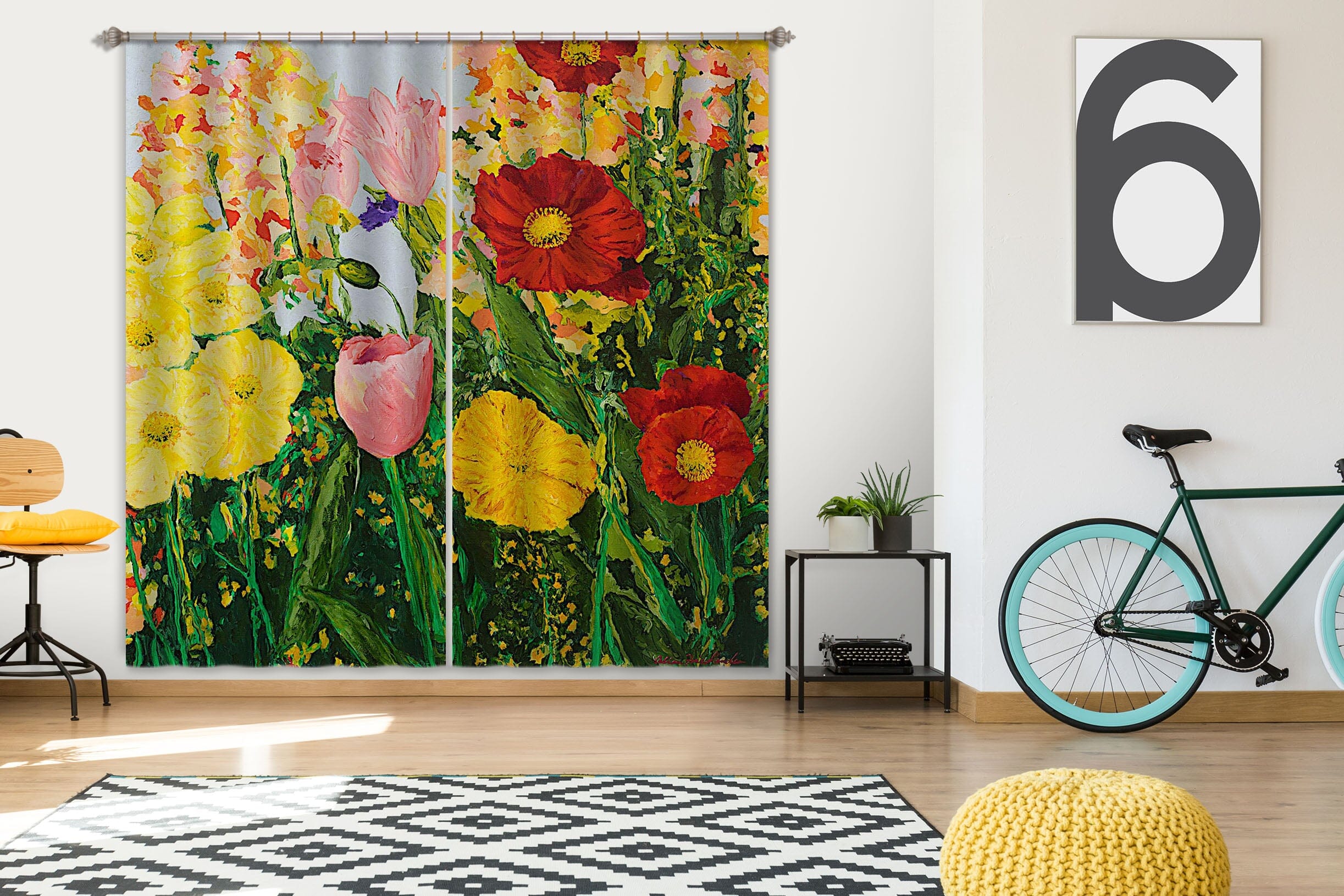 3D Red Flowers 162 Allan P. Friedlander Curtain Curtains Drapes Curtains AJ Creativity Home 