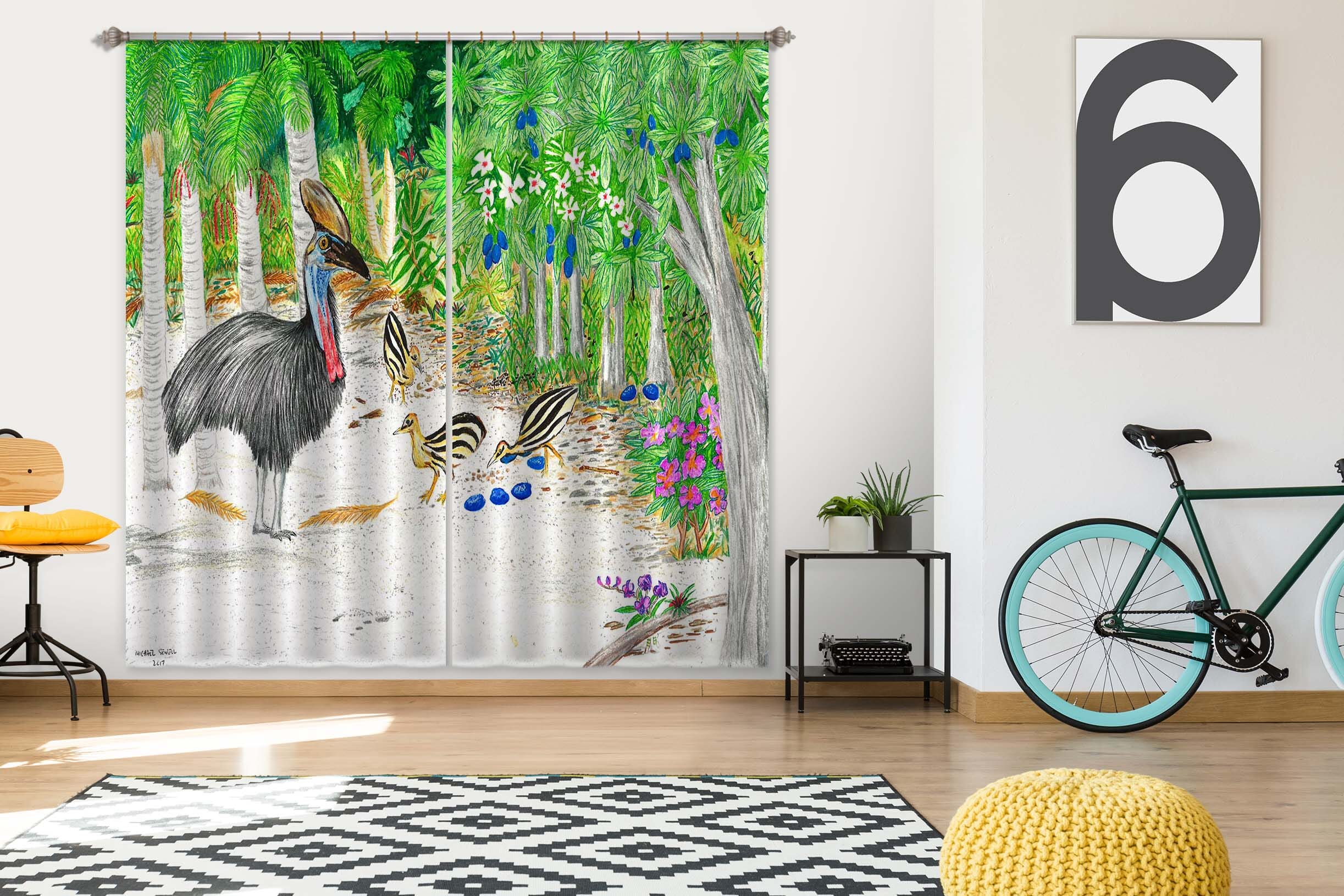 3D Forest Bird 044 Michael Sewell Curtain Curtains Drapes Curtains AJ Creativity Home 