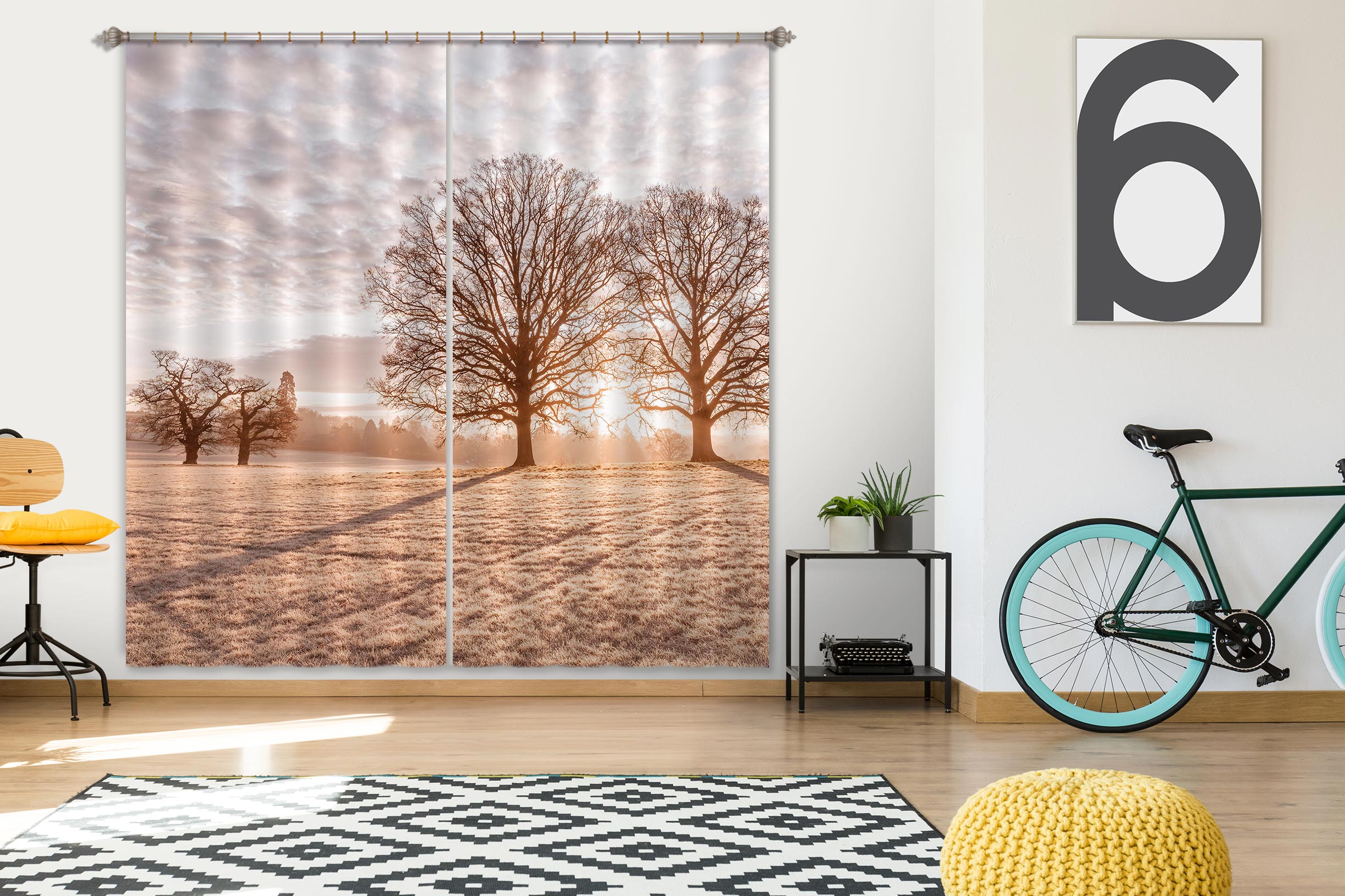 3D Pink Prairie Tree 085 Assaf Frank Curtain Curtains Drapes