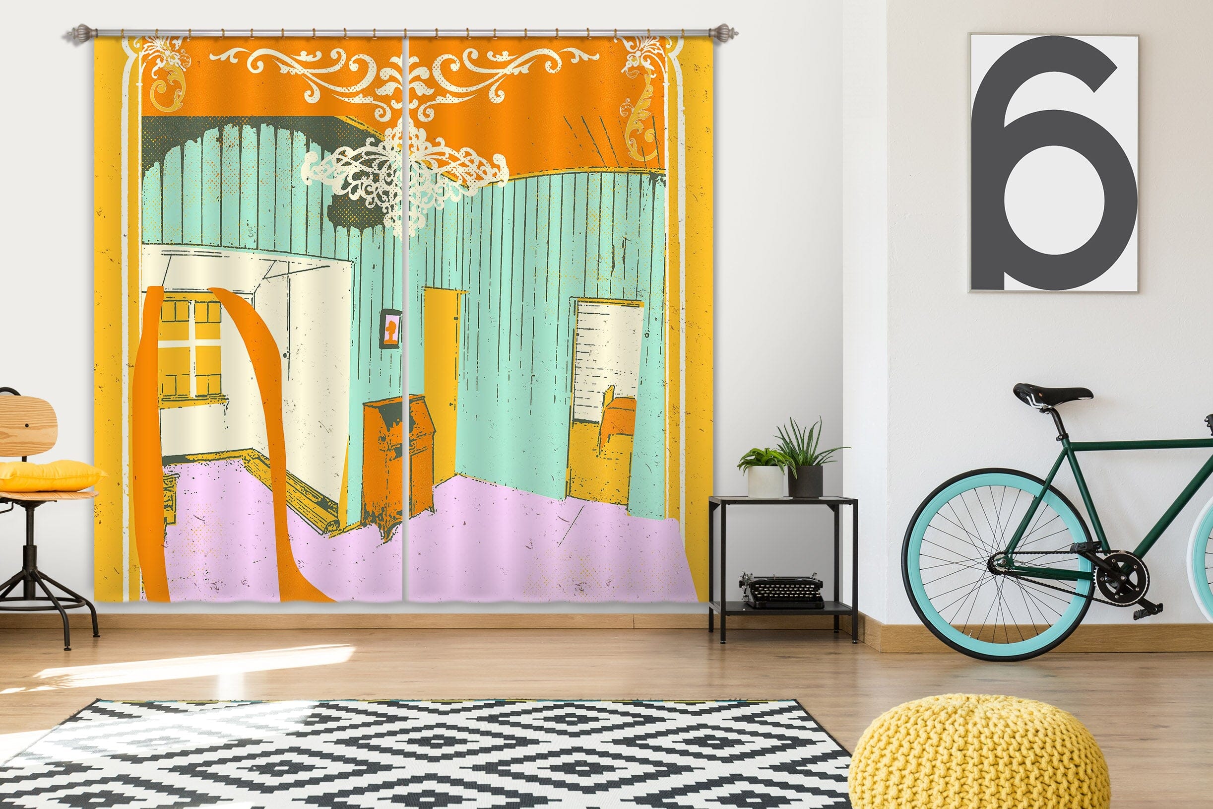 3D Cozy Room 053 Showdeer Curtain Curtains Drapes Curtains AJ Creativity Home 