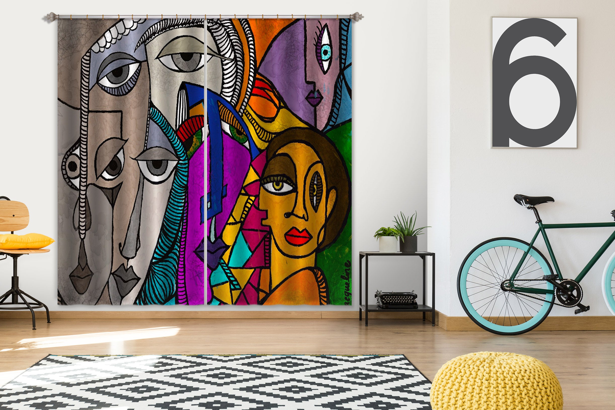 3D Comic Doodle 372 Jacqueline Reynoso Curtain Curtains Drapes