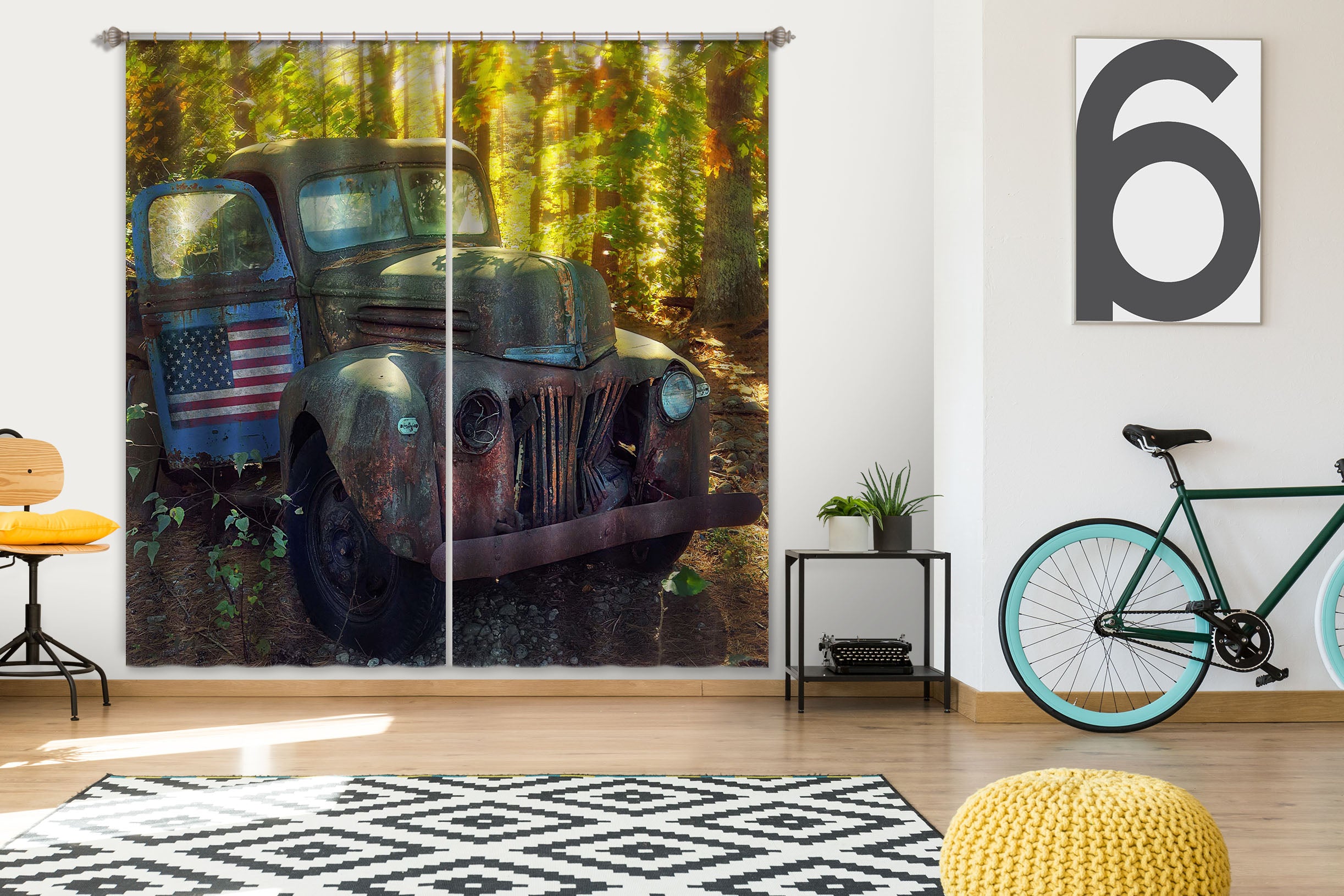 3D Scrap Car 86078 Jerry LoFaro Curtain Curtains Drapes