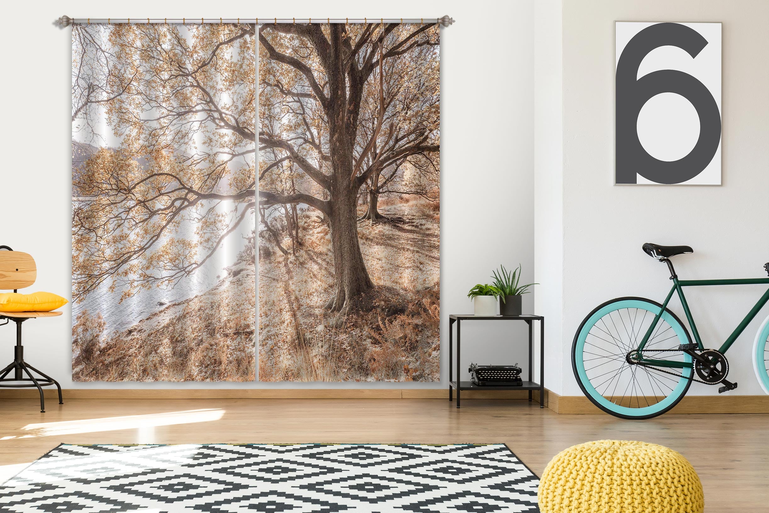 3D Lakeside Tree 069 Assaf Frank Curtain Curtains Drapes