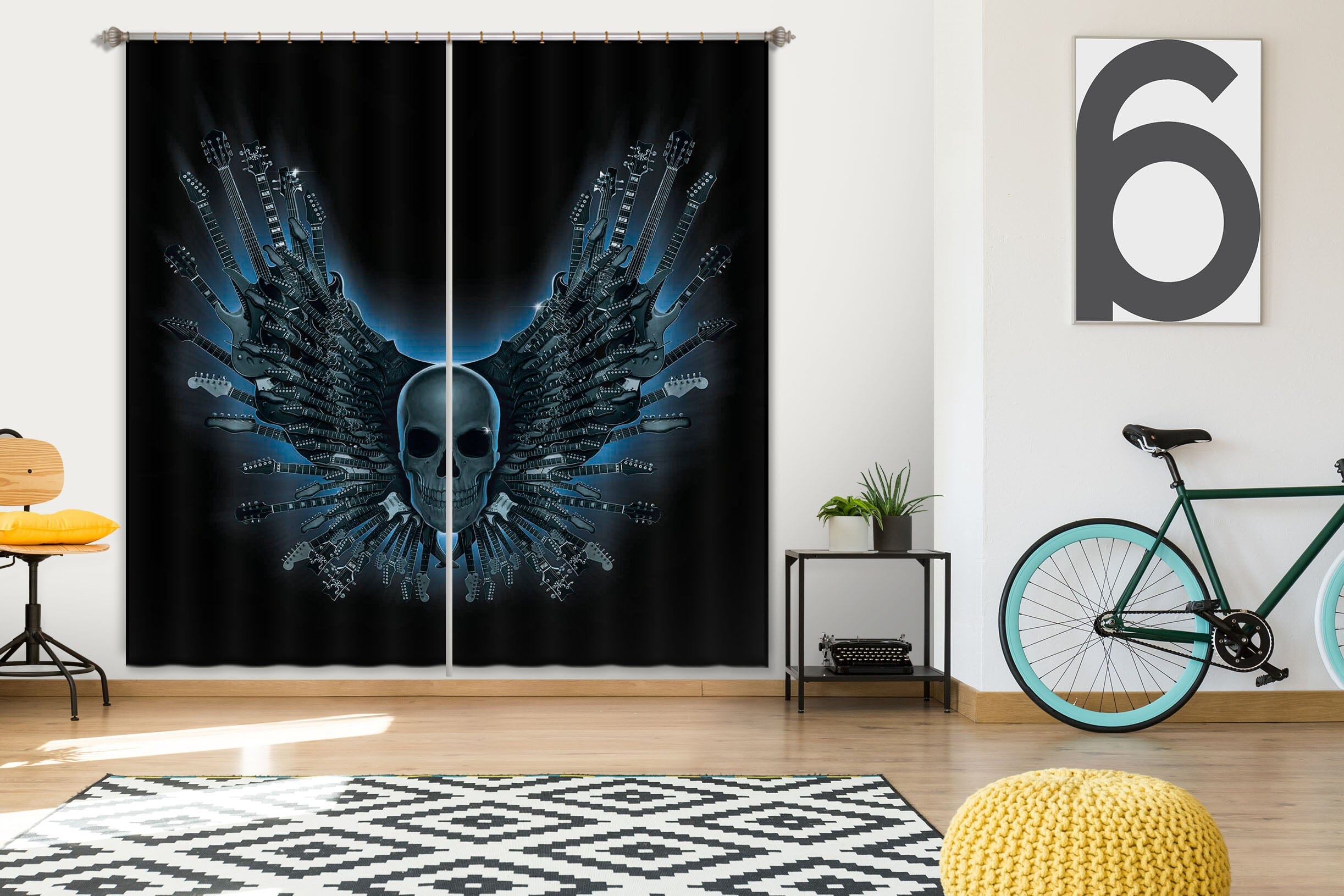 3D Skull Strings 073 Vincent Hie Curtain Curtains Drapes Curtains AJ Creativity Home 